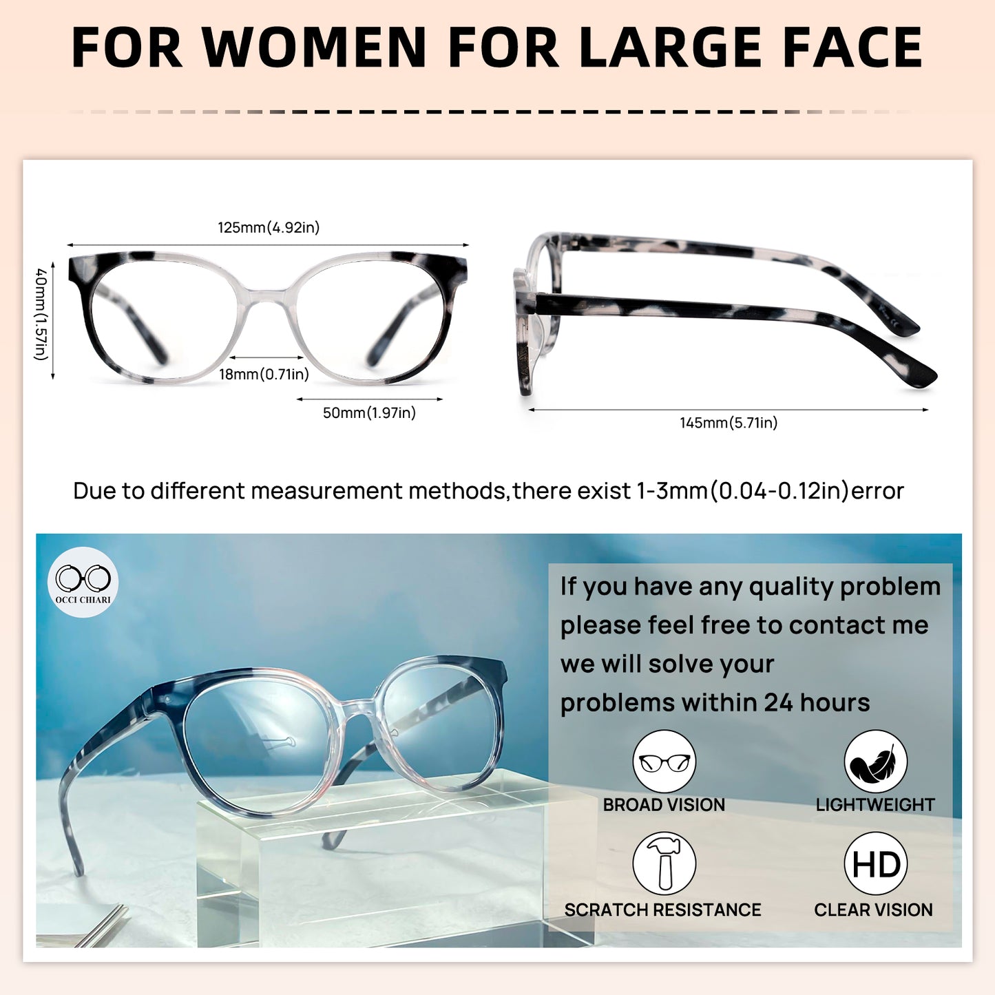 OCCI CHIARI Reading Glasses Lightweight Round Reader OC5017