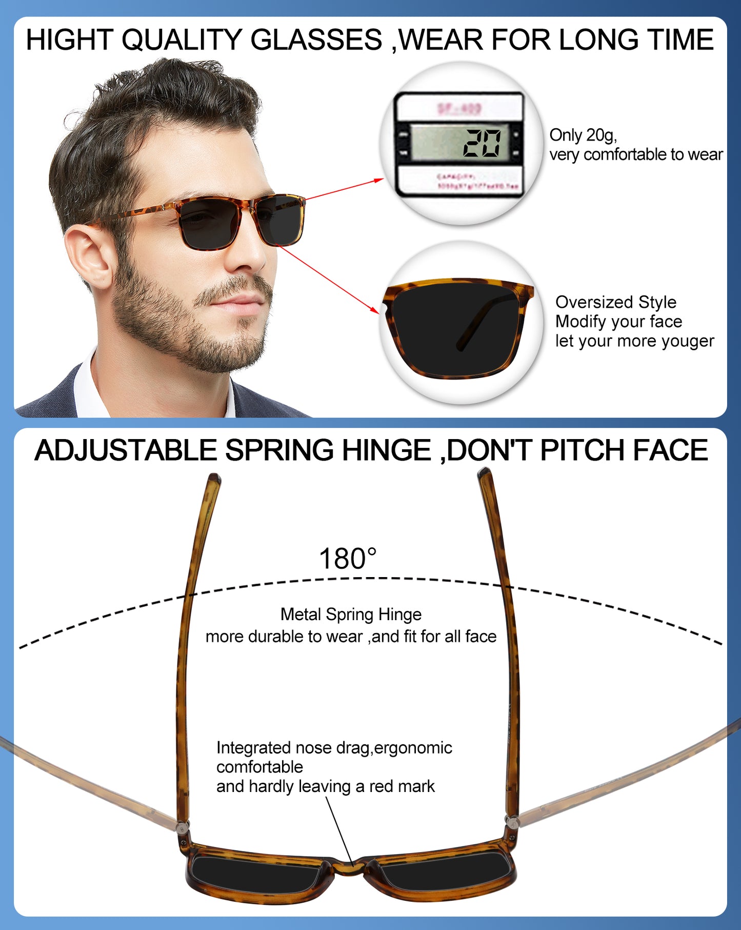 OCCI CHIARI Sun Bifocal Reading Glasses for Men Large Sunglasses Reader UV400 OC5026BS