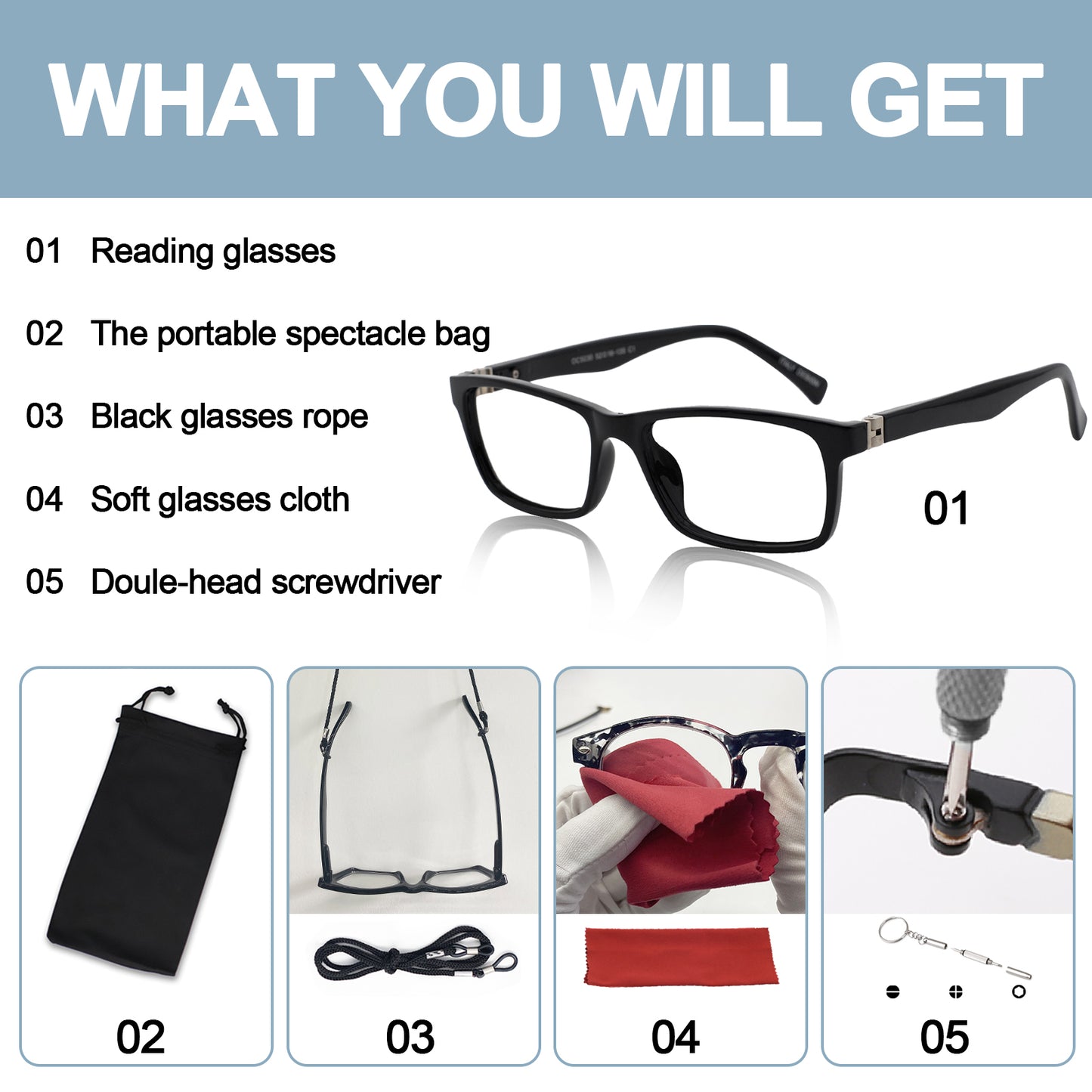 OCCI CHIARI Bifocals Reading Glasses for Men,Transition Square Eye Protection Readers OC5030BB