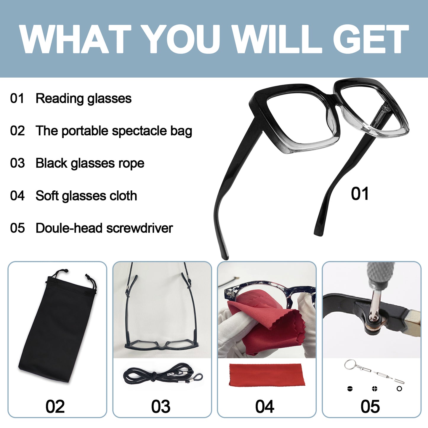 OCCI CHIARI Reading Glasses For Women Oversized Reader OC5113