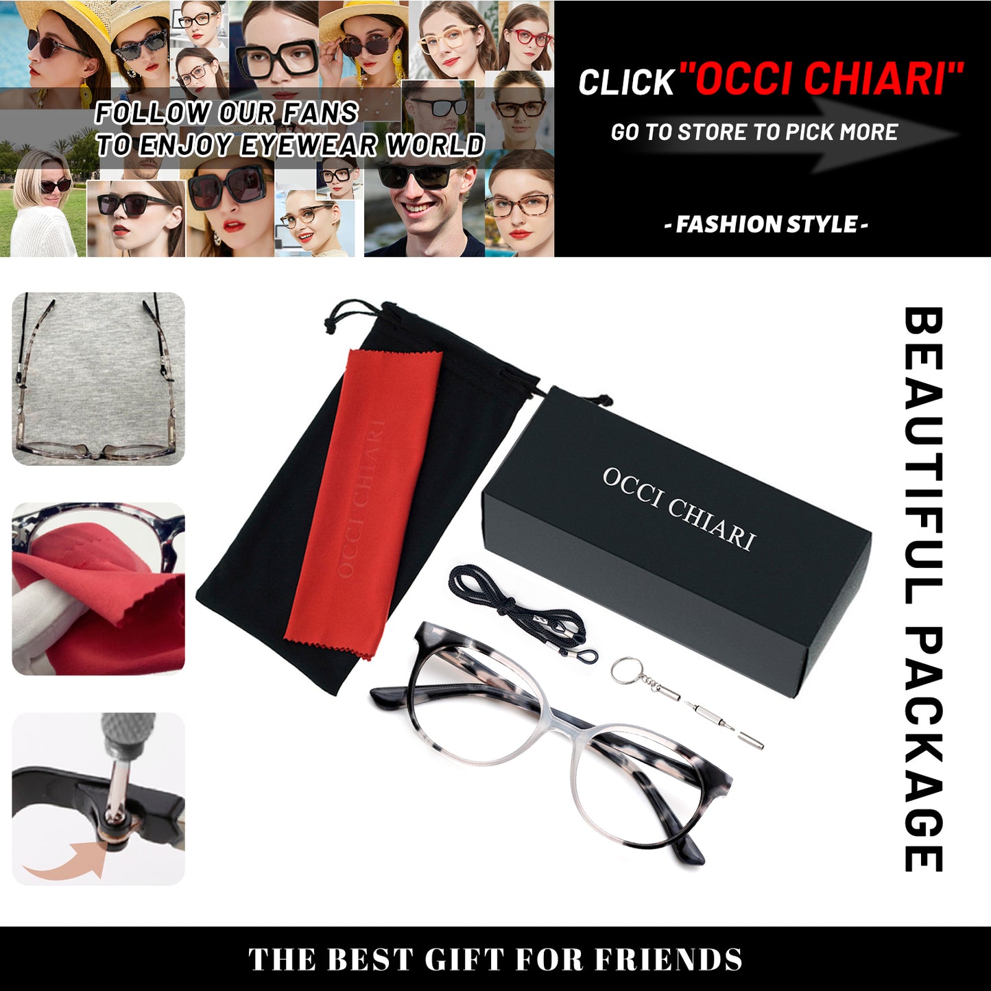 OCCI CHIARI Reading Glasses Lightweight Round Reader OC5017