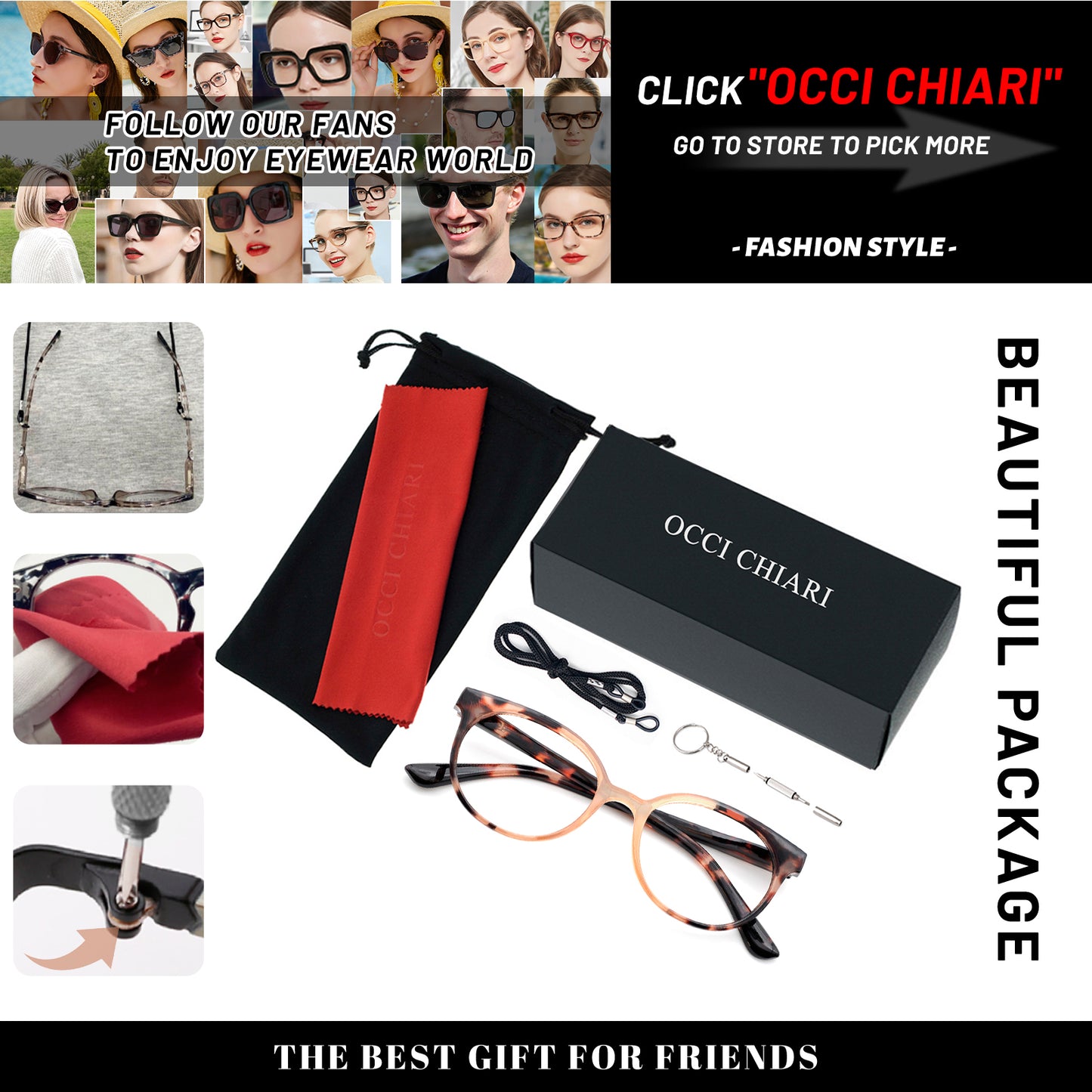 OCCI CHIARI Reading Glasses Lightweight Round Reader OC5017