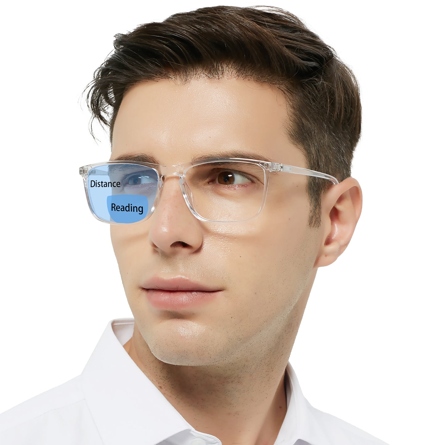 OCCI CHIARI Wide Bifocal Reading Glasses for Men Transition Blue Blocker Readers OC5026BB