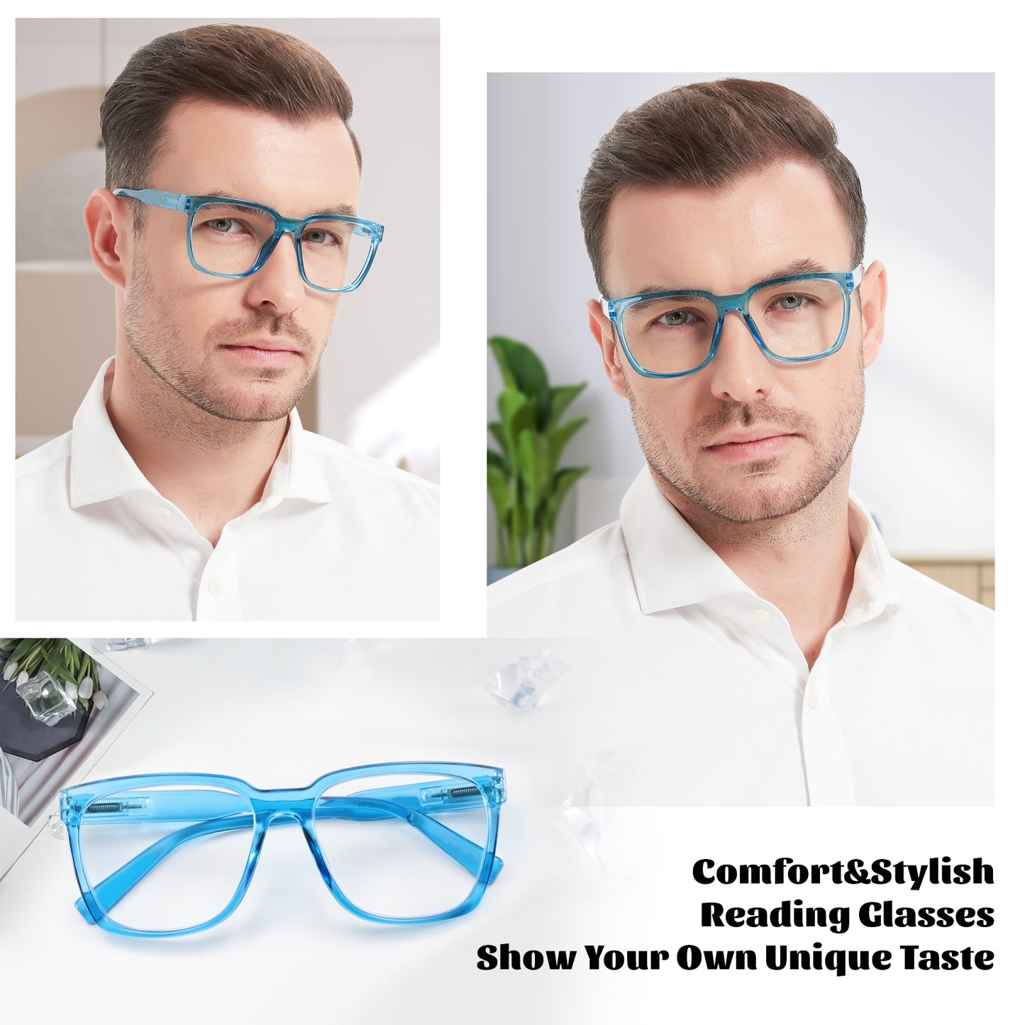 OCCI CHIARI Big Square Reading Glasses Men Comfortable Readers OC5282