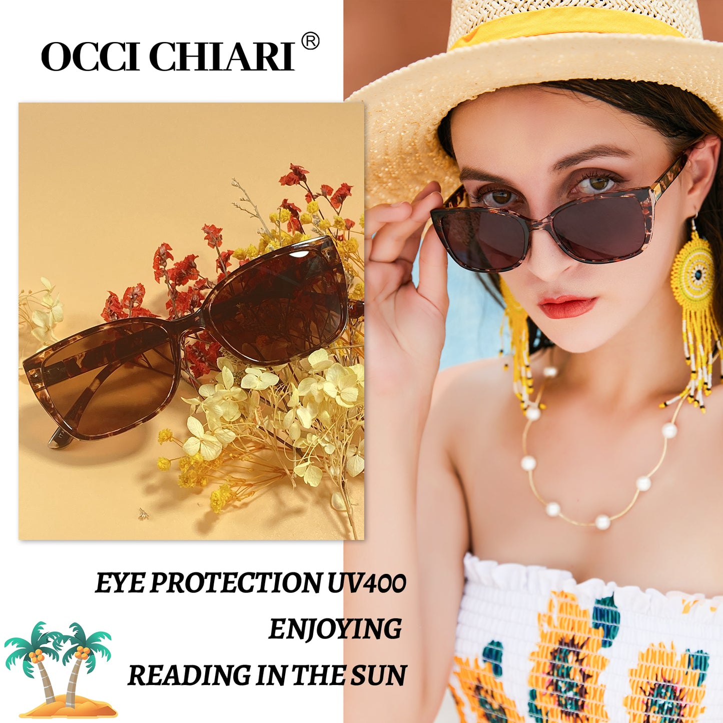 OCCI CHIARI Women Reading Sun Glasses Sunglasses with Readers Outdoor UV400 OC5117SRB
