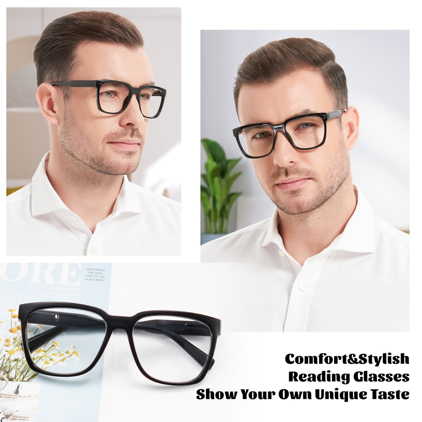 OCCI CHIARI Big Square Reading Glasses Men Comfortable Readers OC5282