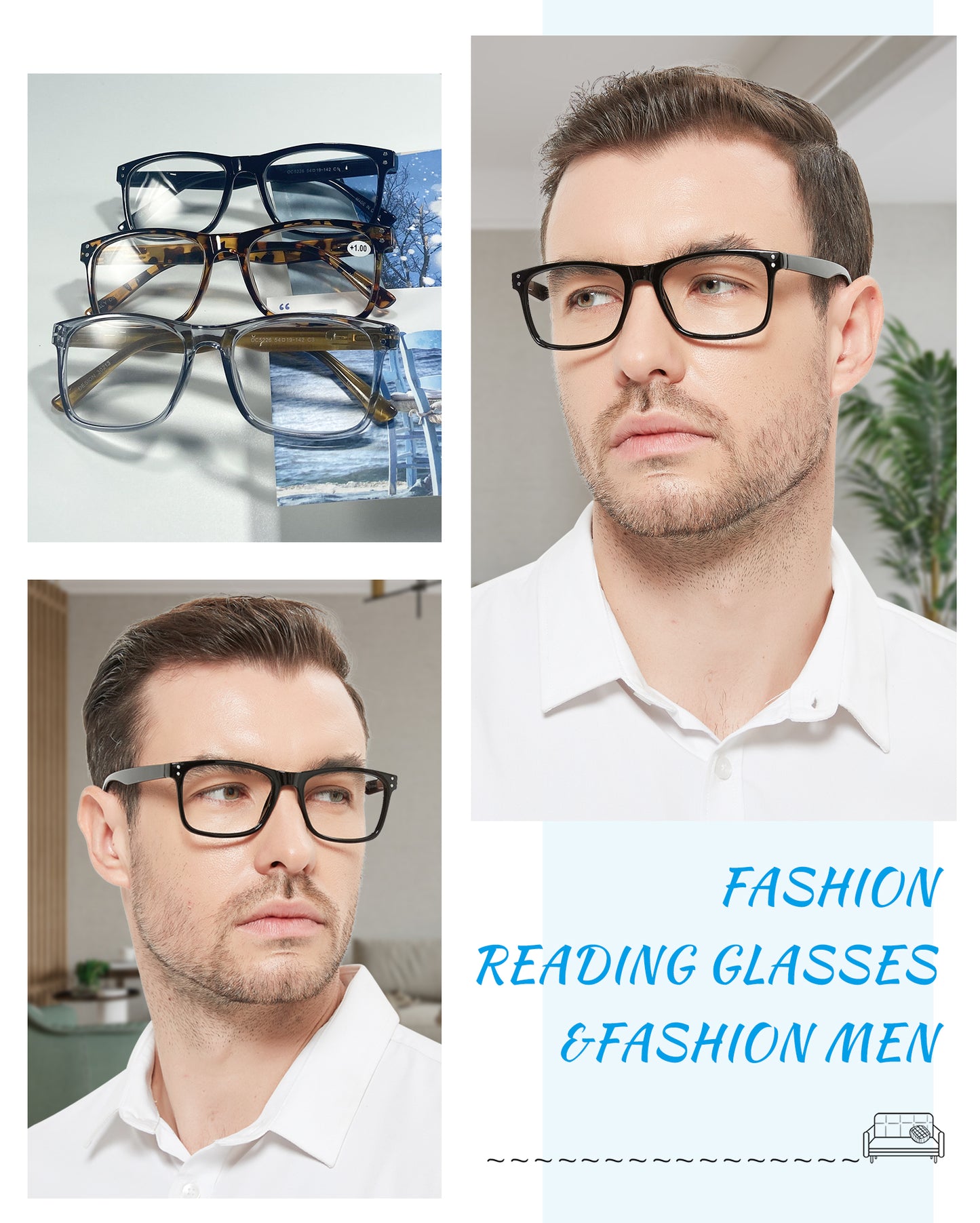 OCCI CHIARI Reading Glasses Men Fashion Rectangle Readers OC5226