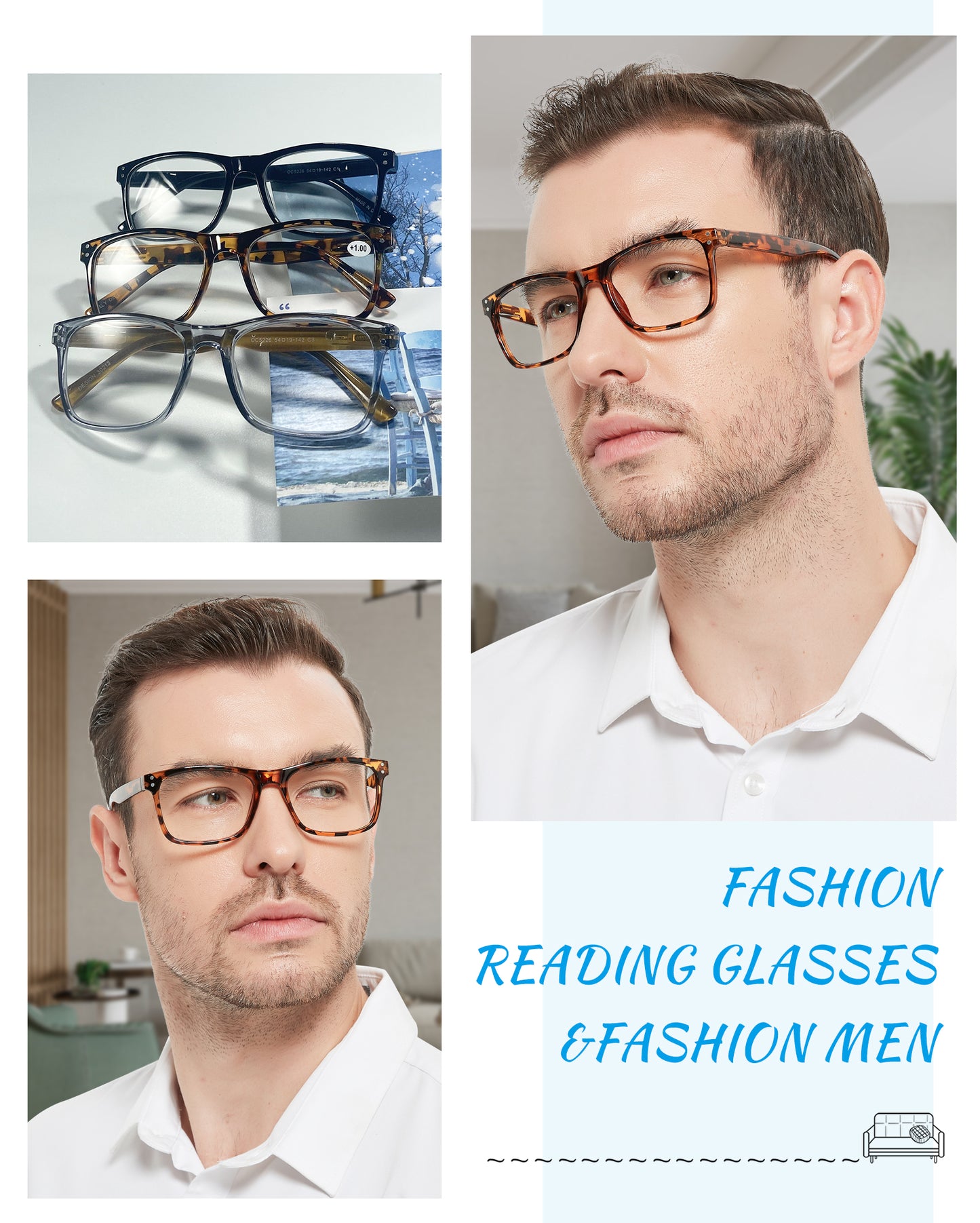 OCCI CHIARI Reading Glasses Men Fashion Rectangle Readers OC5226