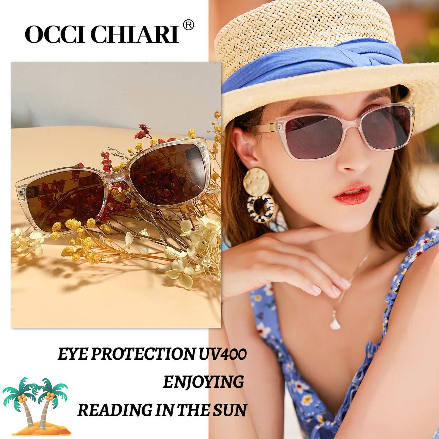 OCCI CHIARI Women Reading Sun Glasses Sunglasses with Readers Outdoor UV400 OC5117SRB