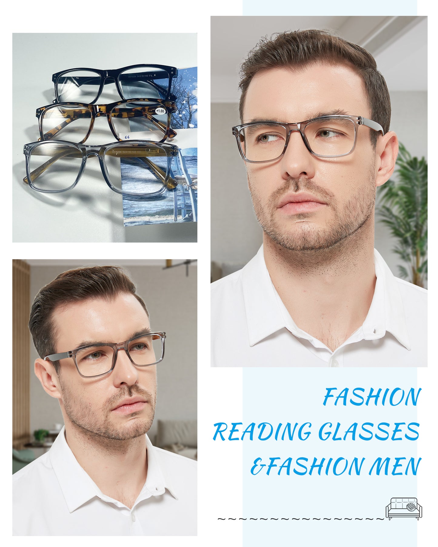 OCCI CHIARI Reading Glasses Men Fashion Rectangle Readers OC5226