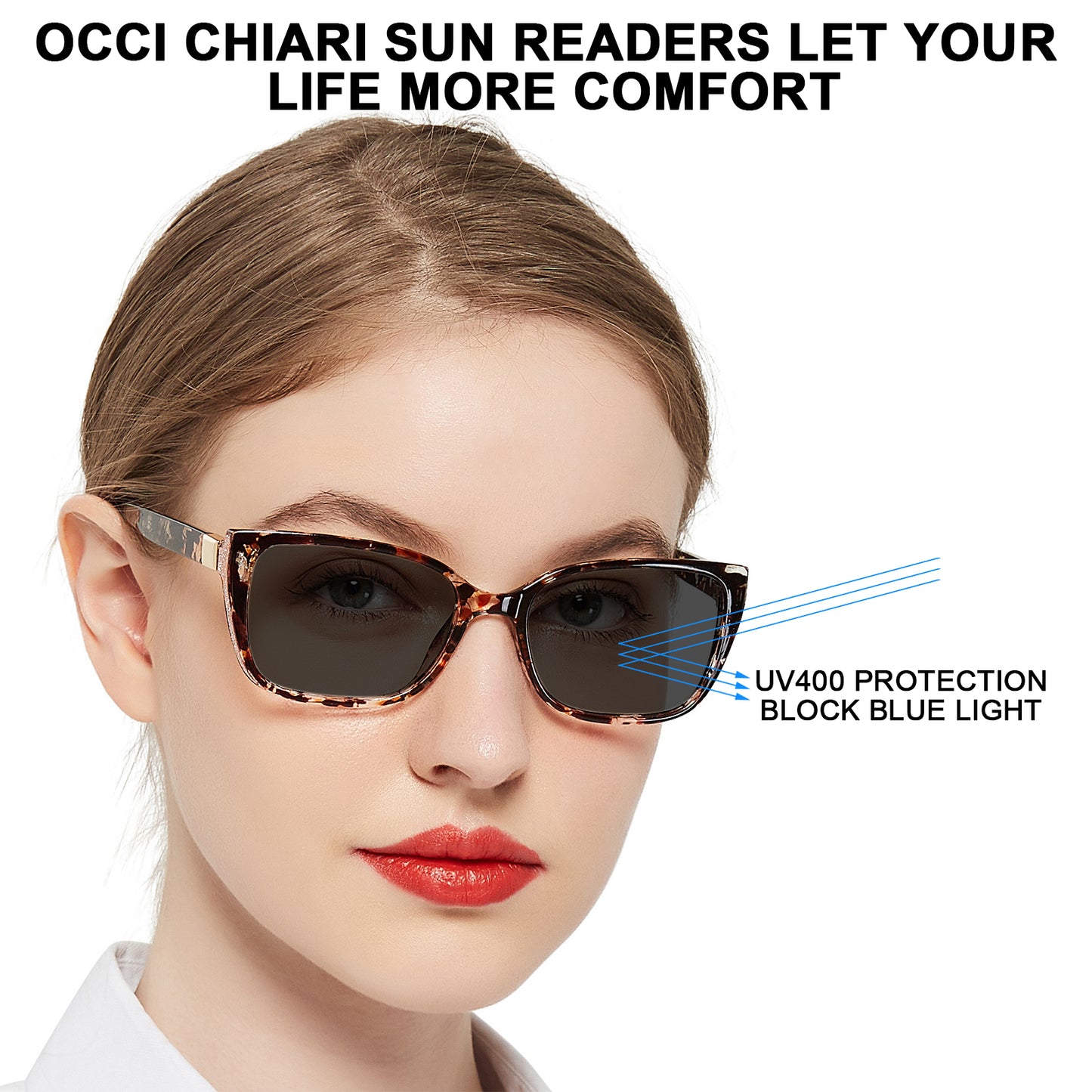 OCCI CHIARI Oversized Reader Sunglasses Oversized Reading Sunglasses For Women(1.0 1.25 1.5 1.75 2.0 2.25 2.5 2.75 3.0 3.5)