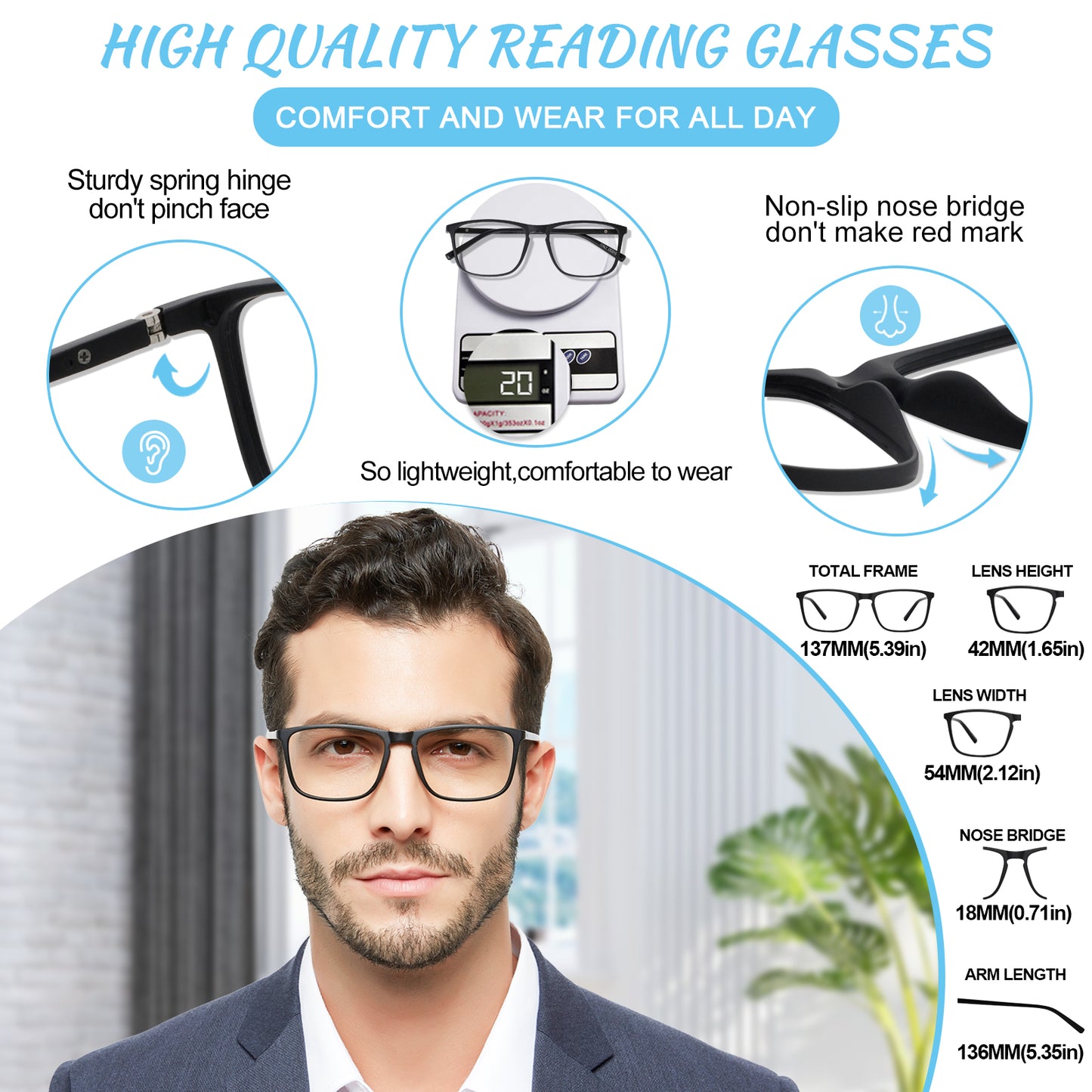 OCCI CHIARI Progressive Reading Glasses for Men Multifocus Readers OC5026JJ