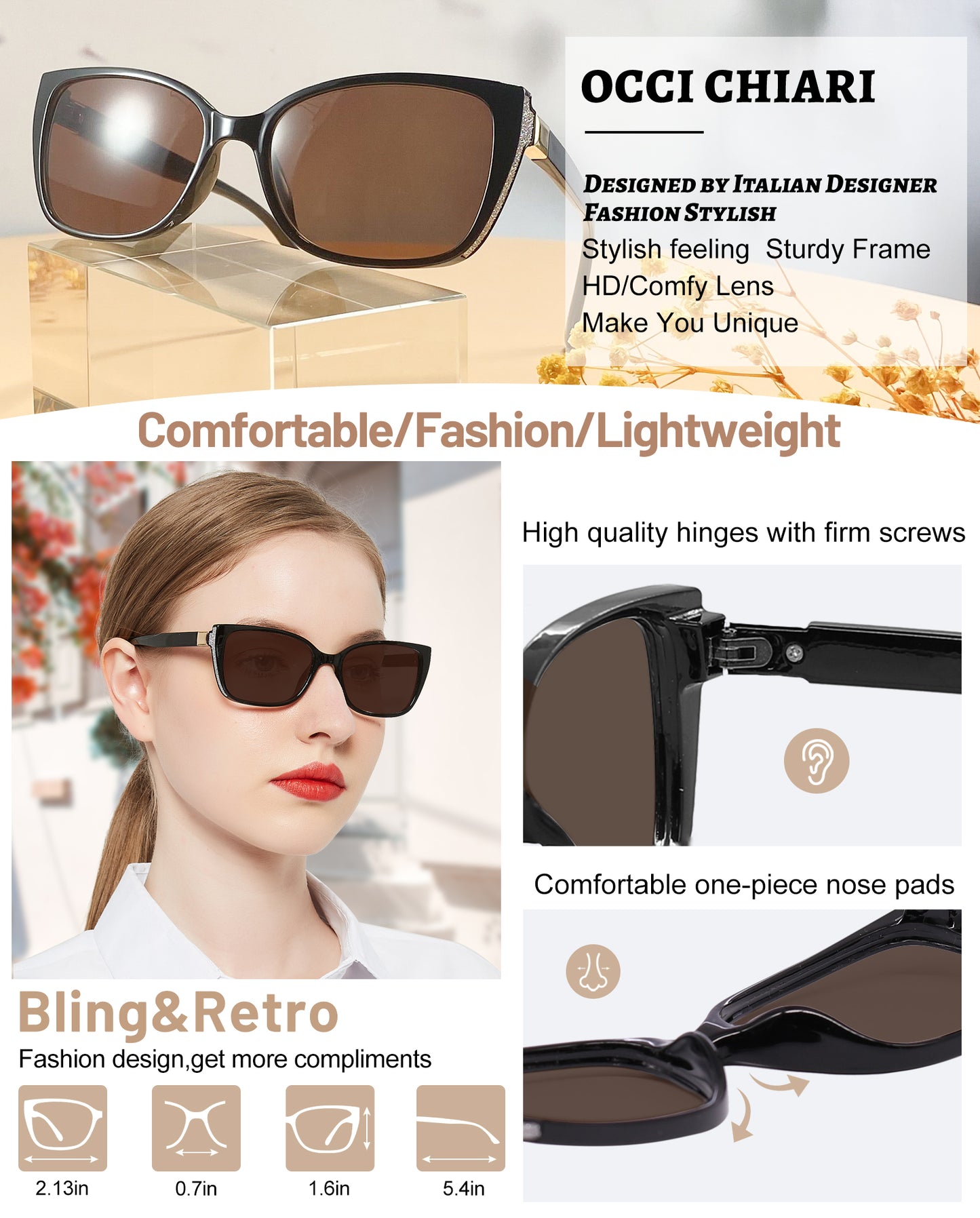 OCCI CHIARI Women Reading Sun Glasses Sunglasses with Readers Outdoor UV400 OC5117SRB