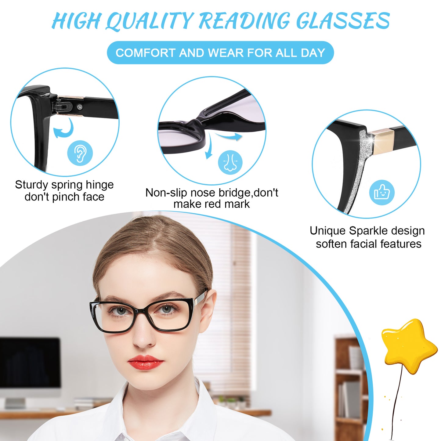 OCCI CHIARI Progressive Bifocal Reading Glasses for Women Transition Multifocal Readers Blue Blocker OC5117JJ