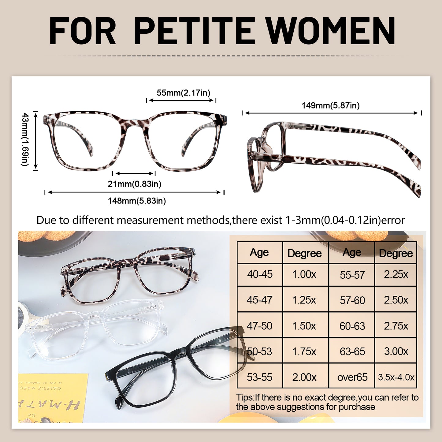 OCCI CHIARI Big Square Reading Glasses Women Comfortable Readers OC5209WM