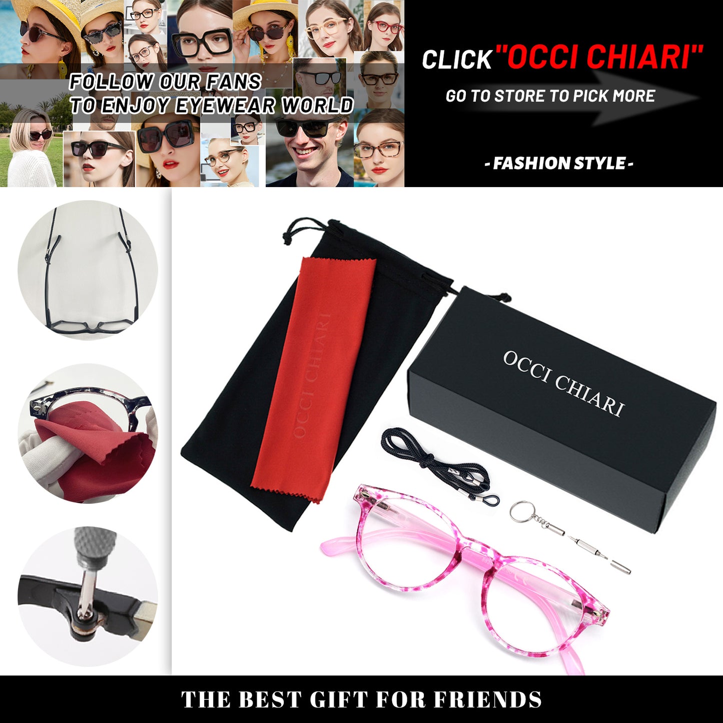 Computer Reading Glasses Blue Light Blocking Round Reader For Women ABL5006