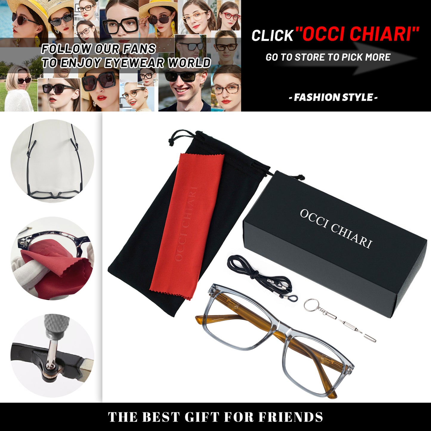OCCI CHIARI Reading Glasses Men Fashion Rectangle Readers OC5226