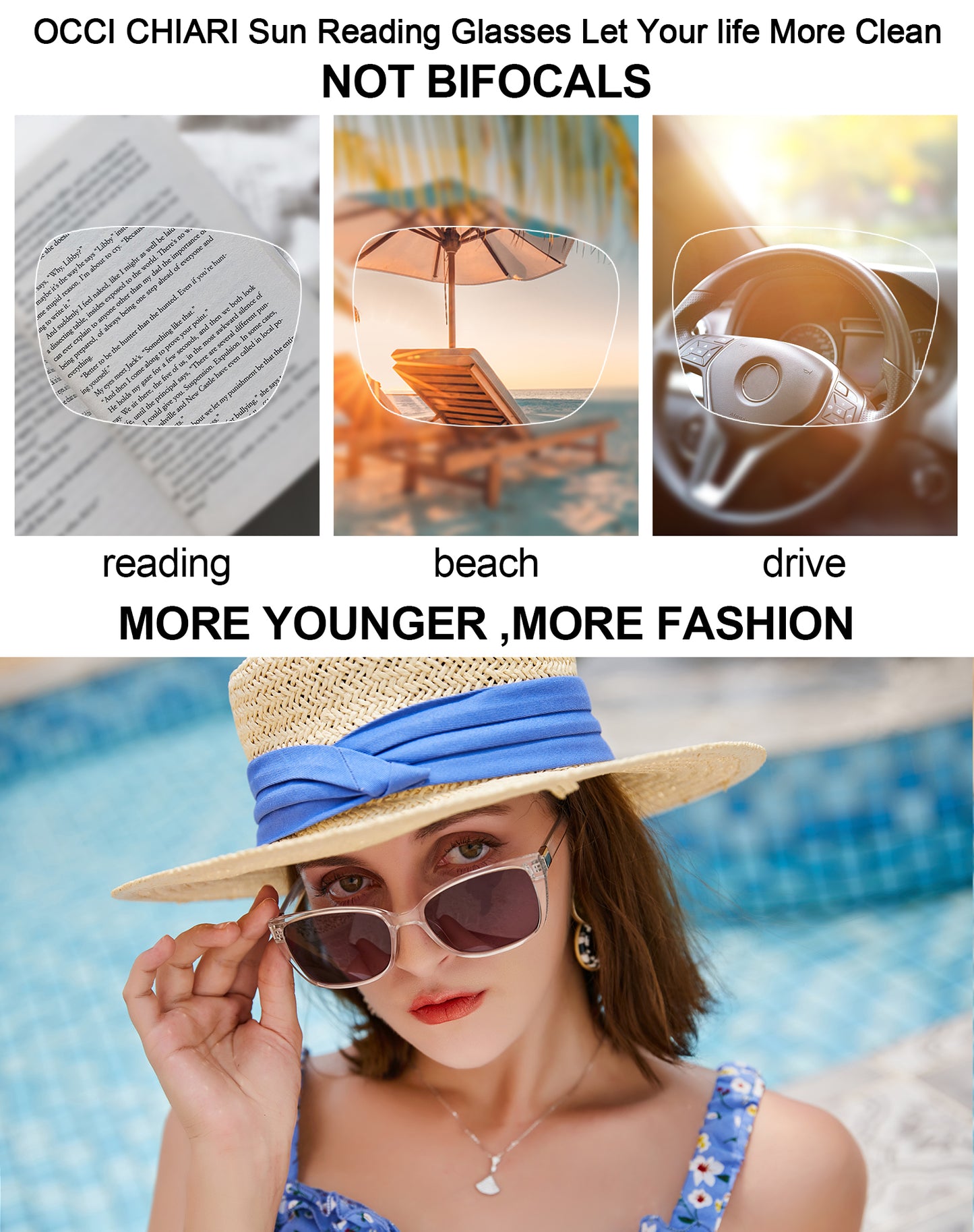 OCCI CHIARI Oversized Reader Sunglasses Oversized Reading Sunglasses For Women(1.0 1.25 1.5 1.75 2.0 2.25 2.5 2.75 3.0 3.5)