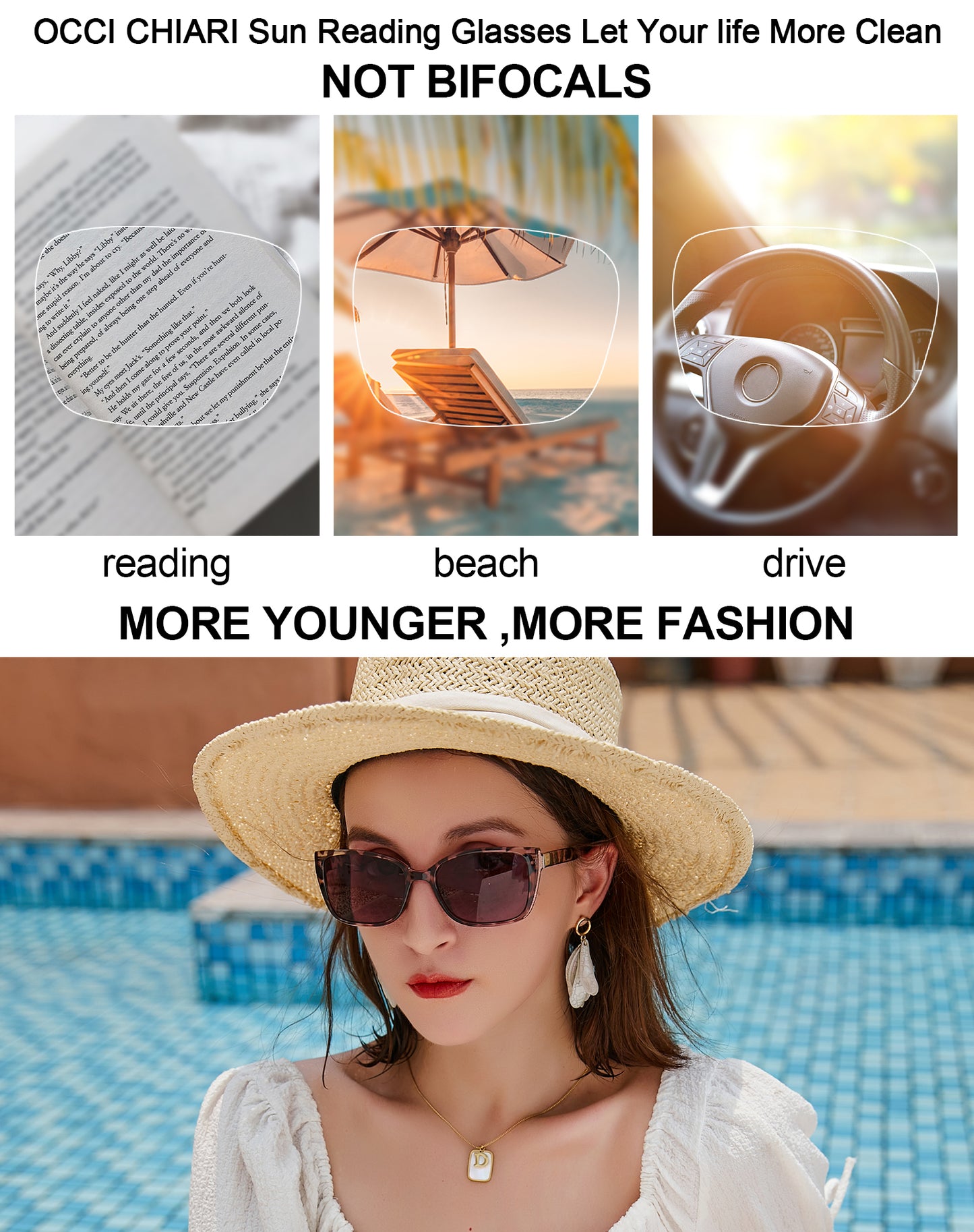 OCCI CHIARI Oversized Reader Sunglasses Oversized Reading Sunglasses For Women(1.0 1.25 1.5 1.75 2.0 2.25 2.5 2.75 3.0 3.5)
