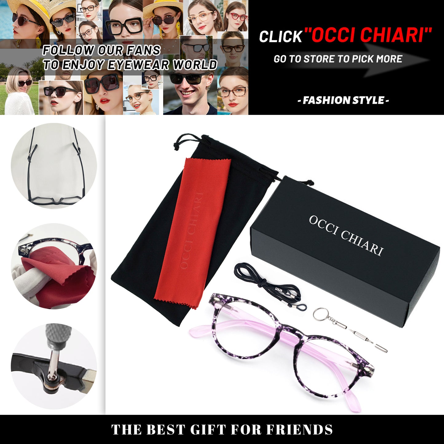 Computer Reading Glasses Blue Light Blocking Round Reader For Women ABL5006