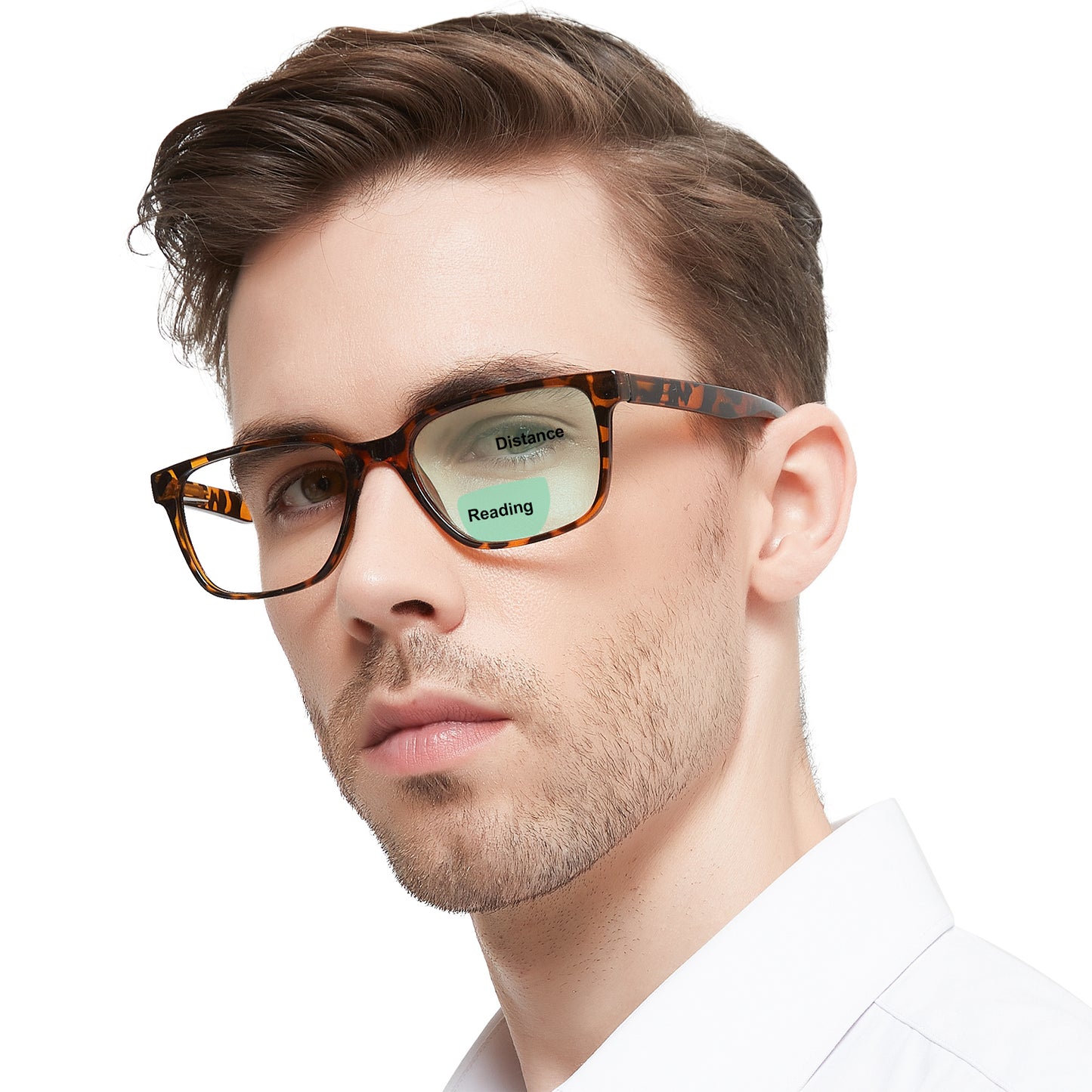 OCCI CHIARI Bifocals Reading Glasses for Men,Transition Square Eye Protection Readers OC5213BB