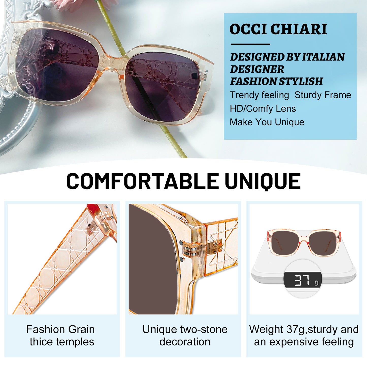 OCCI CHIARI Oversized Sun Reading Glasses Fashion Shield Readers Outdoor Read OC5085SR
