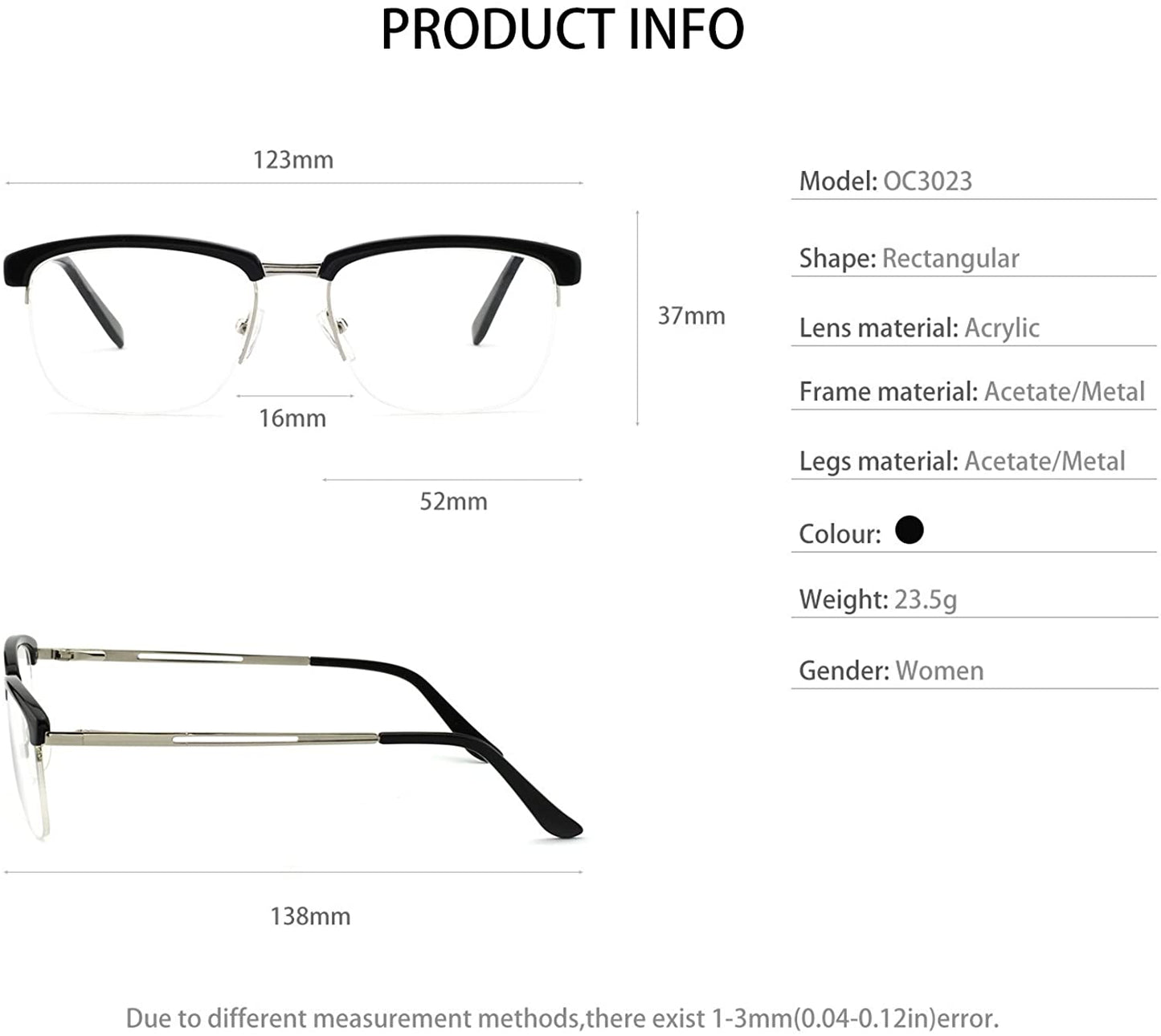 Womens Aviator Fashion Prescription Eyeglasses Frame