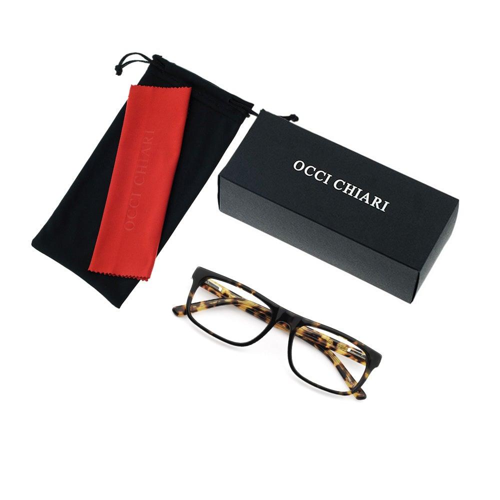 Men Fashion Black Rectangle Eyewear Frame With Prescription Clear Lens - Occichiari