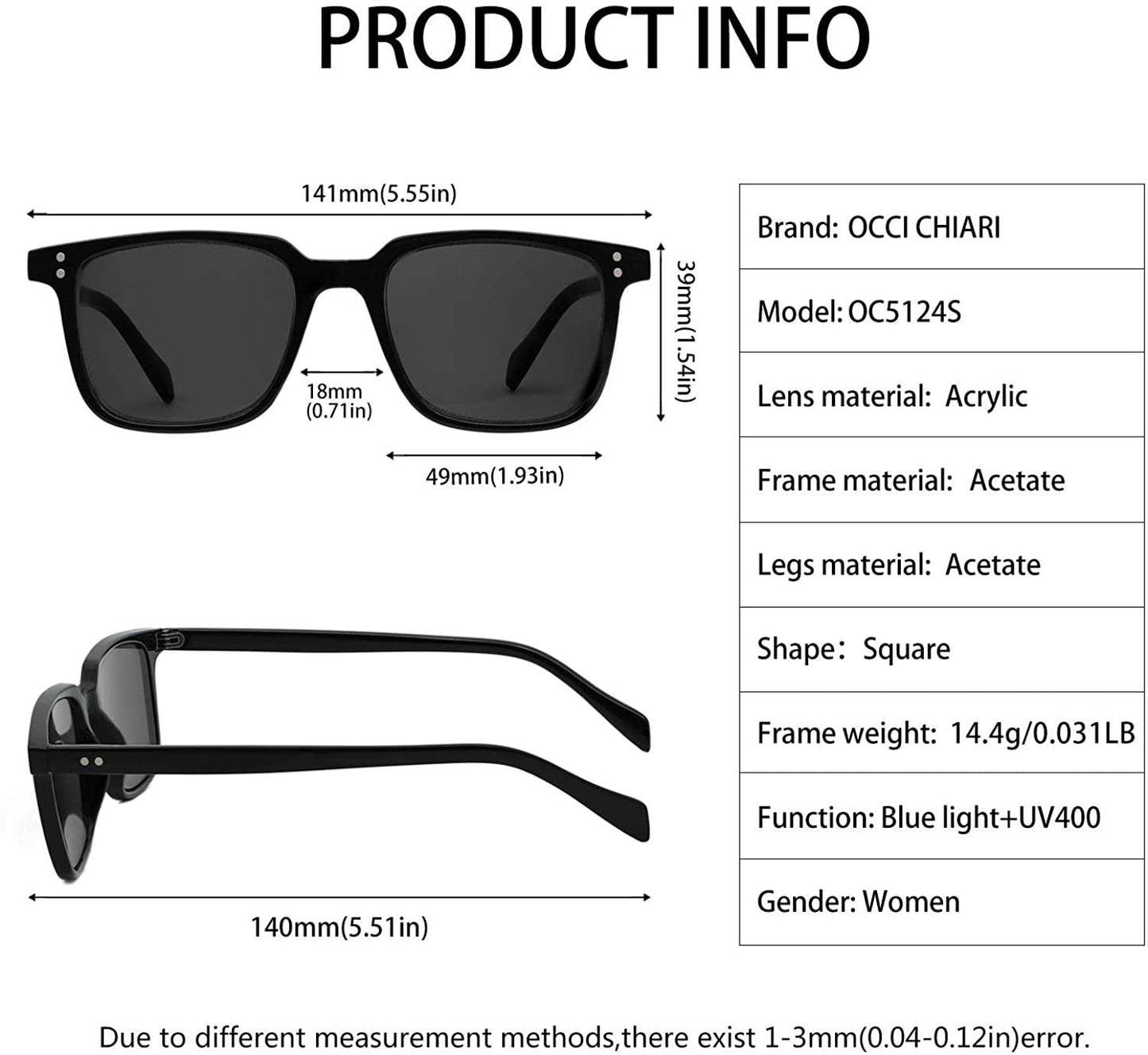 OCCI CHIARI Fashion Reading Glasses Reader Eyewear with Spring Hinge Sunglasses - Occichiari