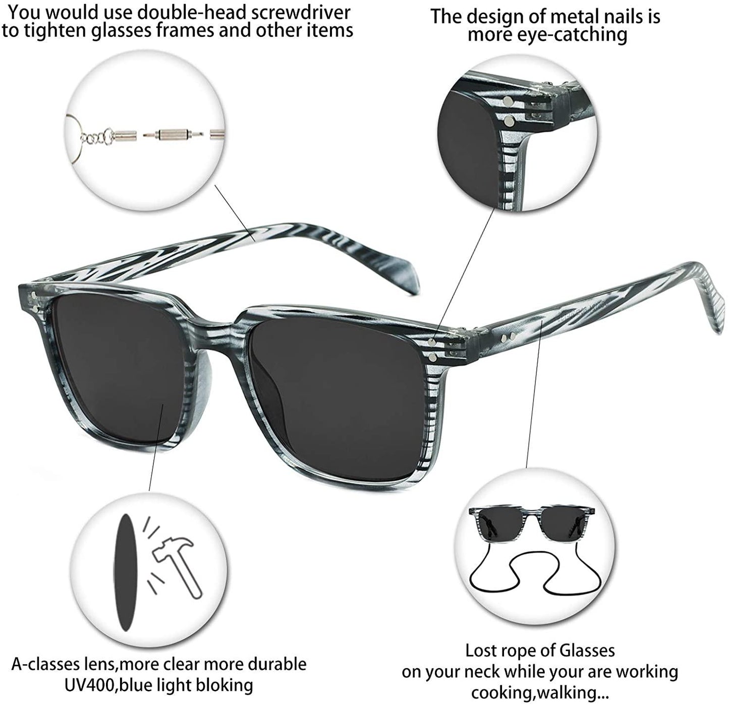 OCCI CHIARI Fashion Reading Glasses Reader Eyewear with Spring Hinge Sunglasses - Occichiari
