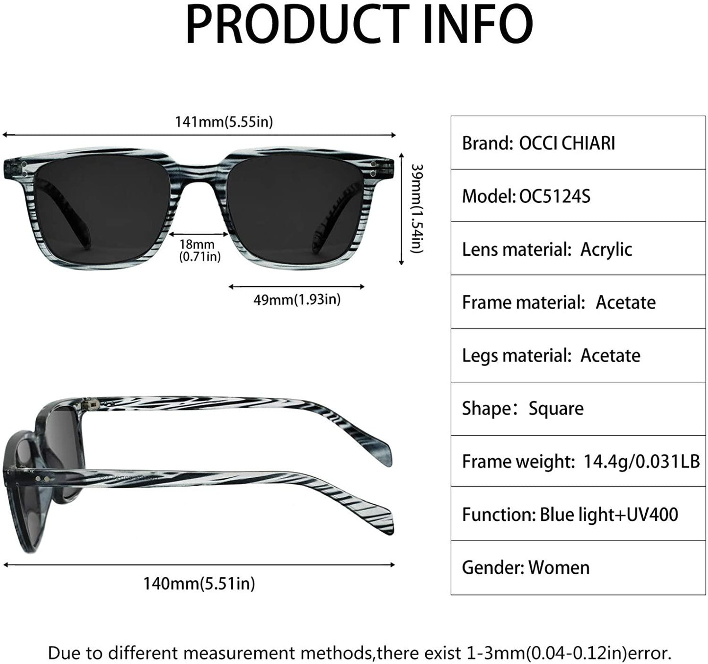 OCCI CHIARI Fashion Reading Glasses Reader Eyewear with Spring Hinge Sunglasses - Occichiari
