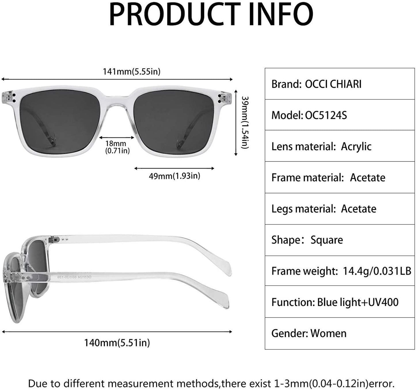OCCI CHIARI Fashion Reading Glasses Reader Eyewear with Spring Hinge Sunglasses - Occichiari