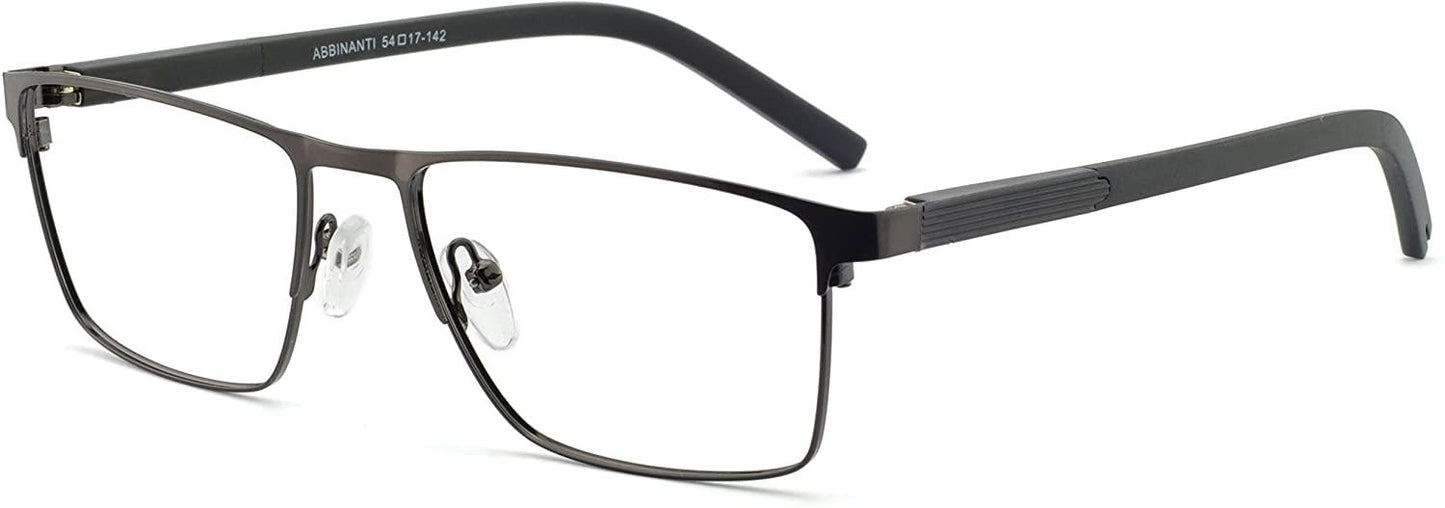 OCCI CHIARI Mens Rectangle Full-Rim Metal Black Prescription Clear Optical Glasses - Occichiari
