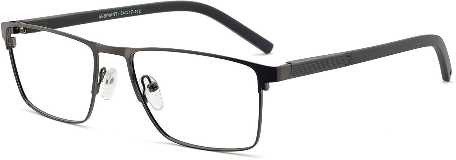 OCCI CHIARI Mens Rectangle Full-Rim Metal Black Prescription Clear Optical Glasses - Occichiari