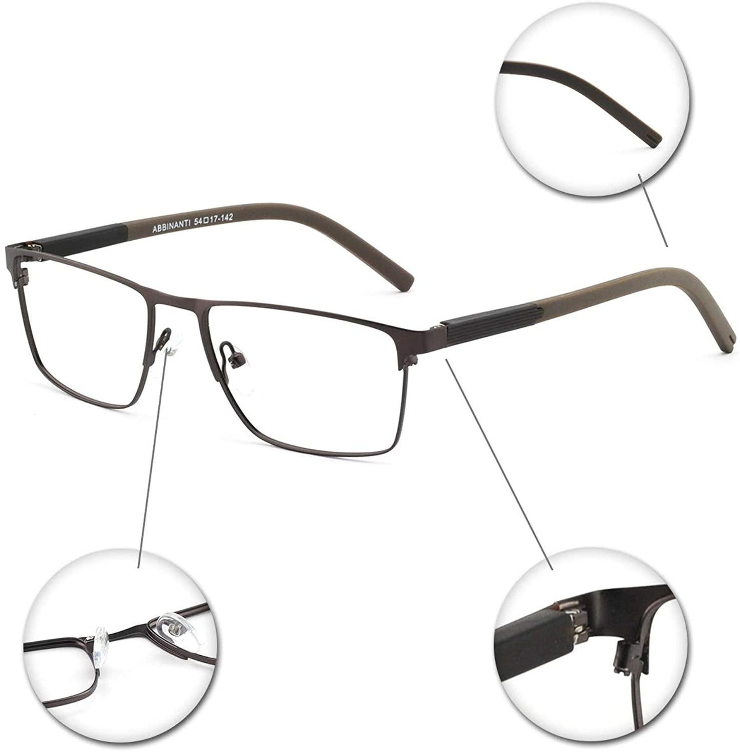 OCCI CHIARI Mens Rectangle Full-Rim Metal Black Prescription Clear Optical Glasses - Occichiari