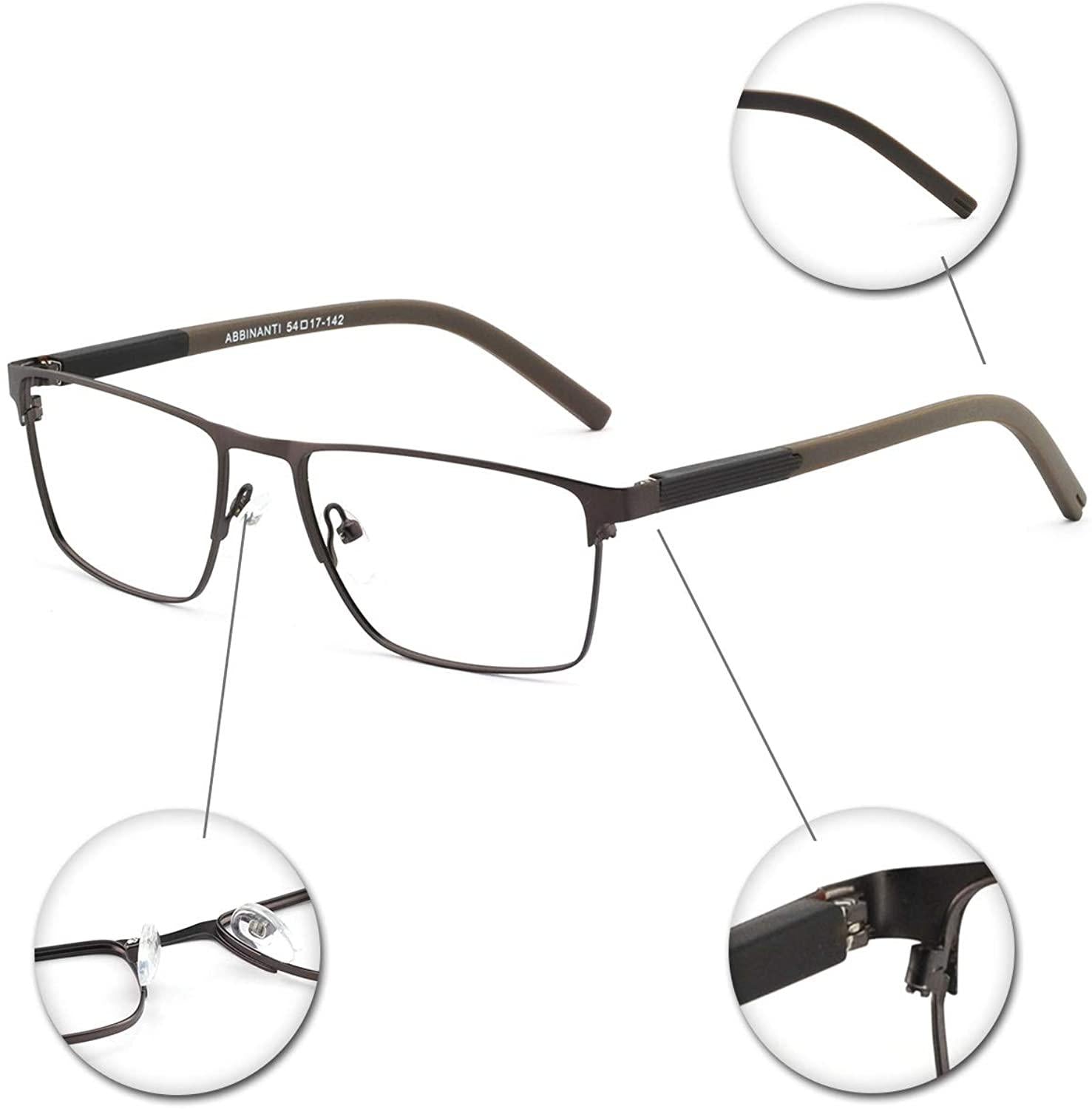 OCCI CHIARI Mens Rectangle Full-Rim Metal Black Prescription Clear Optical Glasses - Occichiari