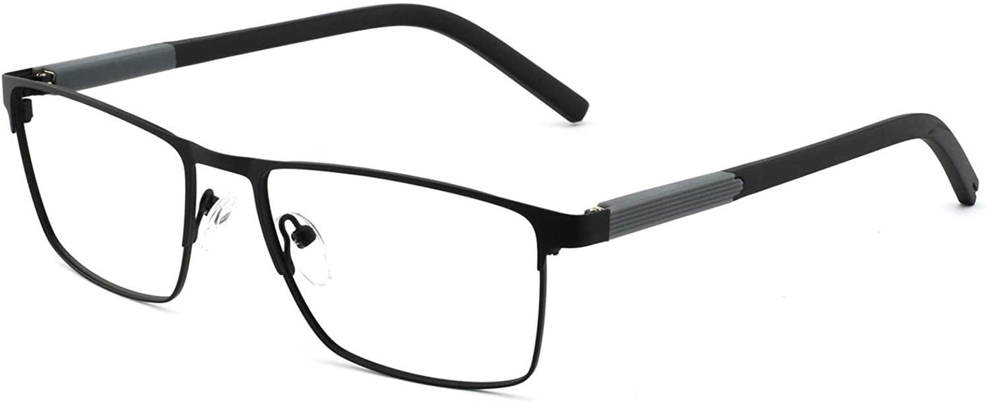 OCCI CHIARI Mens Rectangle Full-Rim Metal Black Prescription Clear Optical Glasses - Occichiari