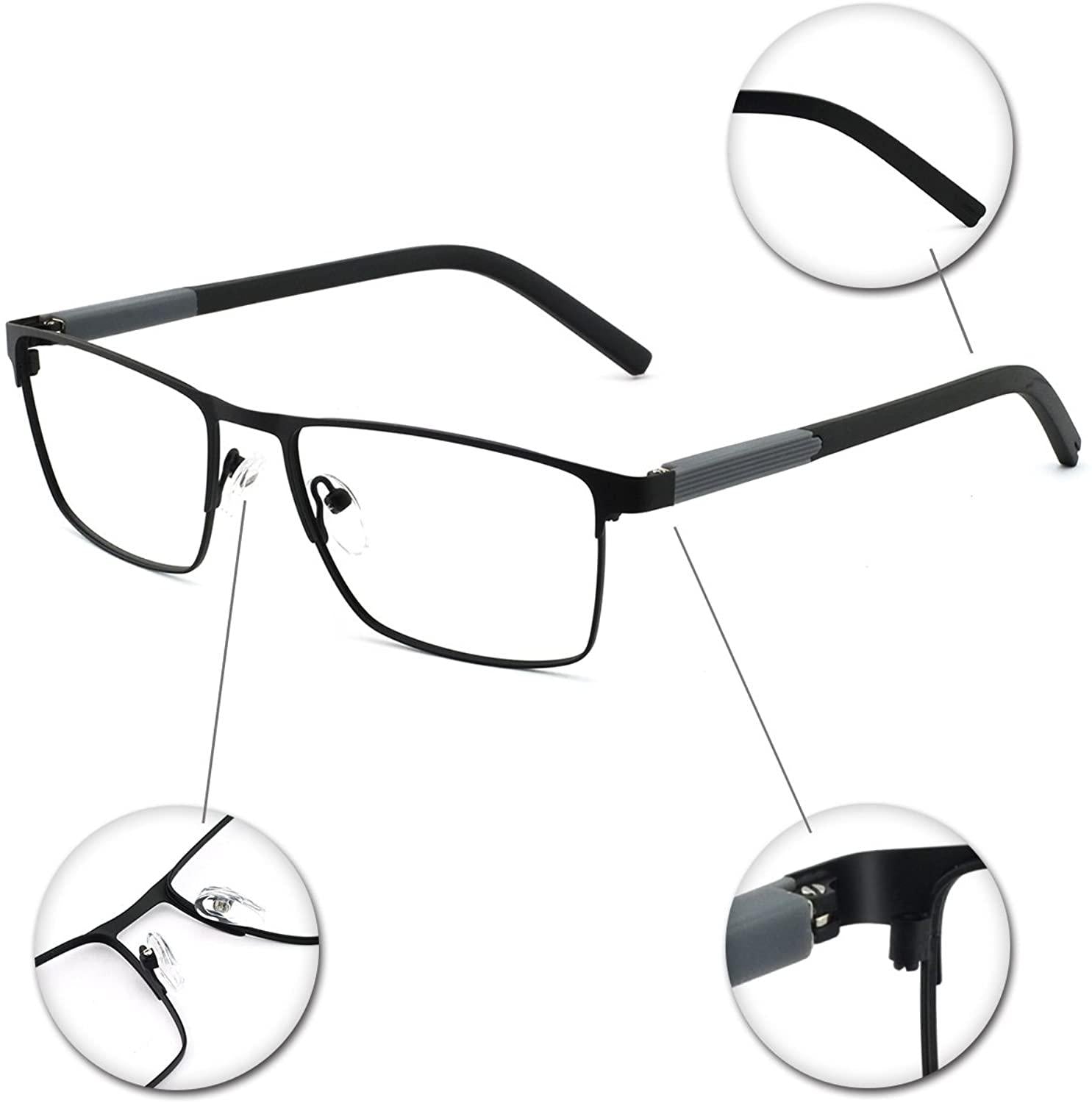 OCCI CHIARI Mens Rectangle Full-Rim Metal Black Prescription Clear Optical Glasses - Occichiari