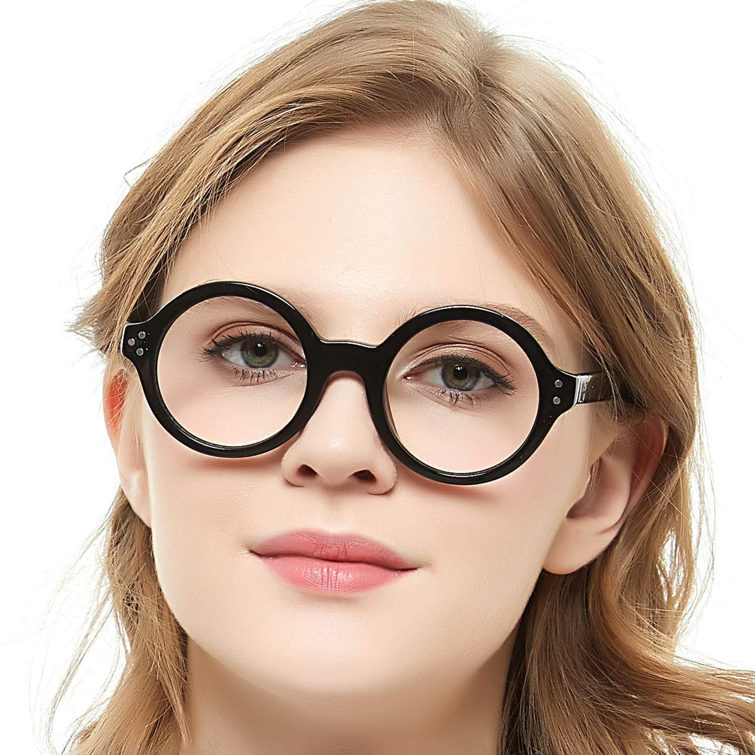 Blue Light Reading Glasses Sturdy Readers for Women nerd Round Frame OC7052