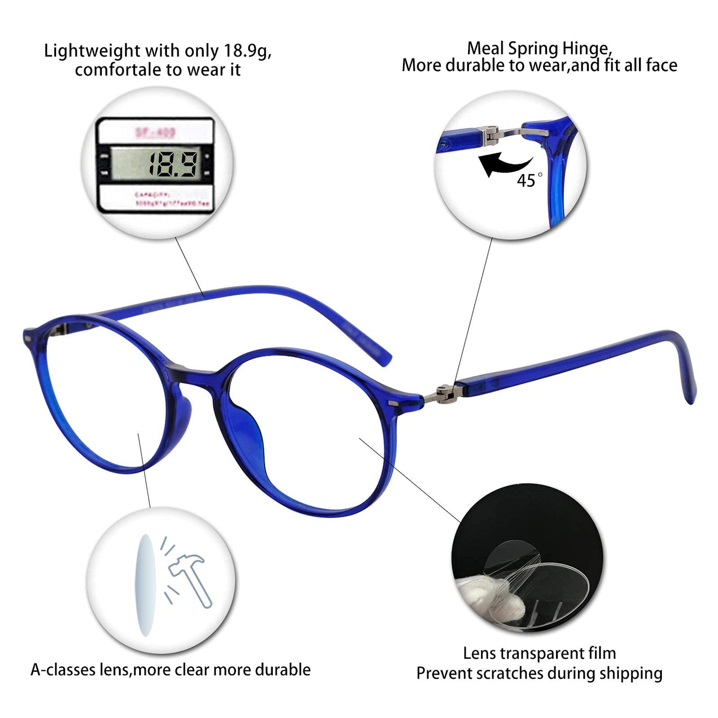 OCCI CHIARI Reading Glasses Women's Oval Reader Clear Frame (0 1.0 1.5 2.0 2.5 3.0 3.5)