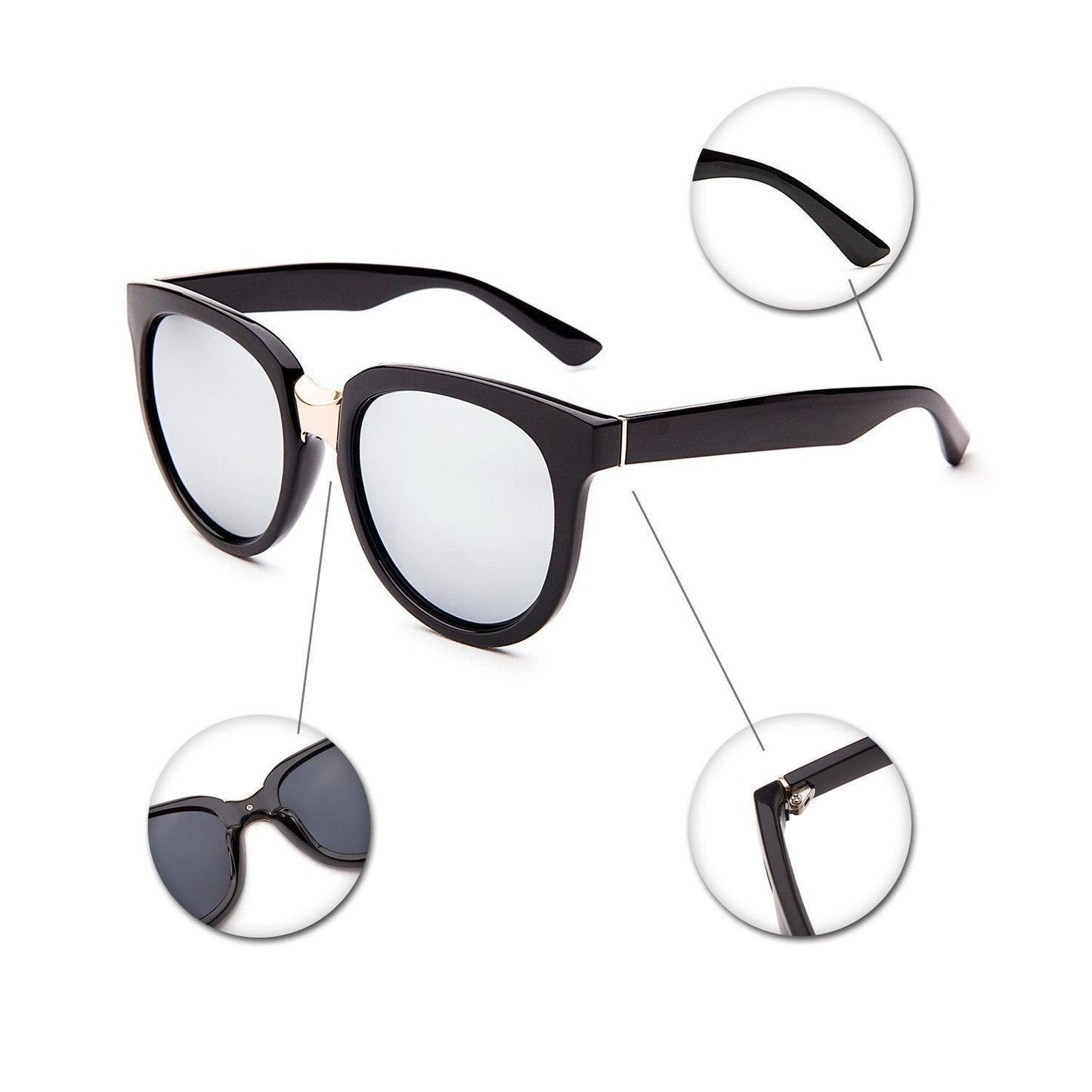 Classic Cat Eye Polaroid Lens Sunglasses For Women Acetate Frame with Spring Hinges - Occichiari