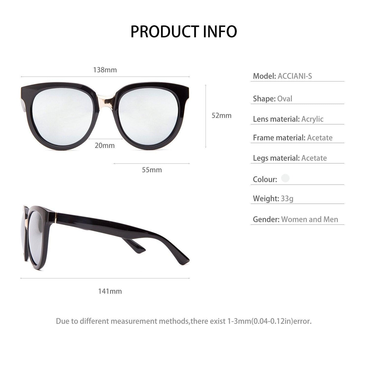 Classic Cat Eye Polaroid Lens Sunglasses For Women Acetate Frame with Spring Hinges - Occichiari