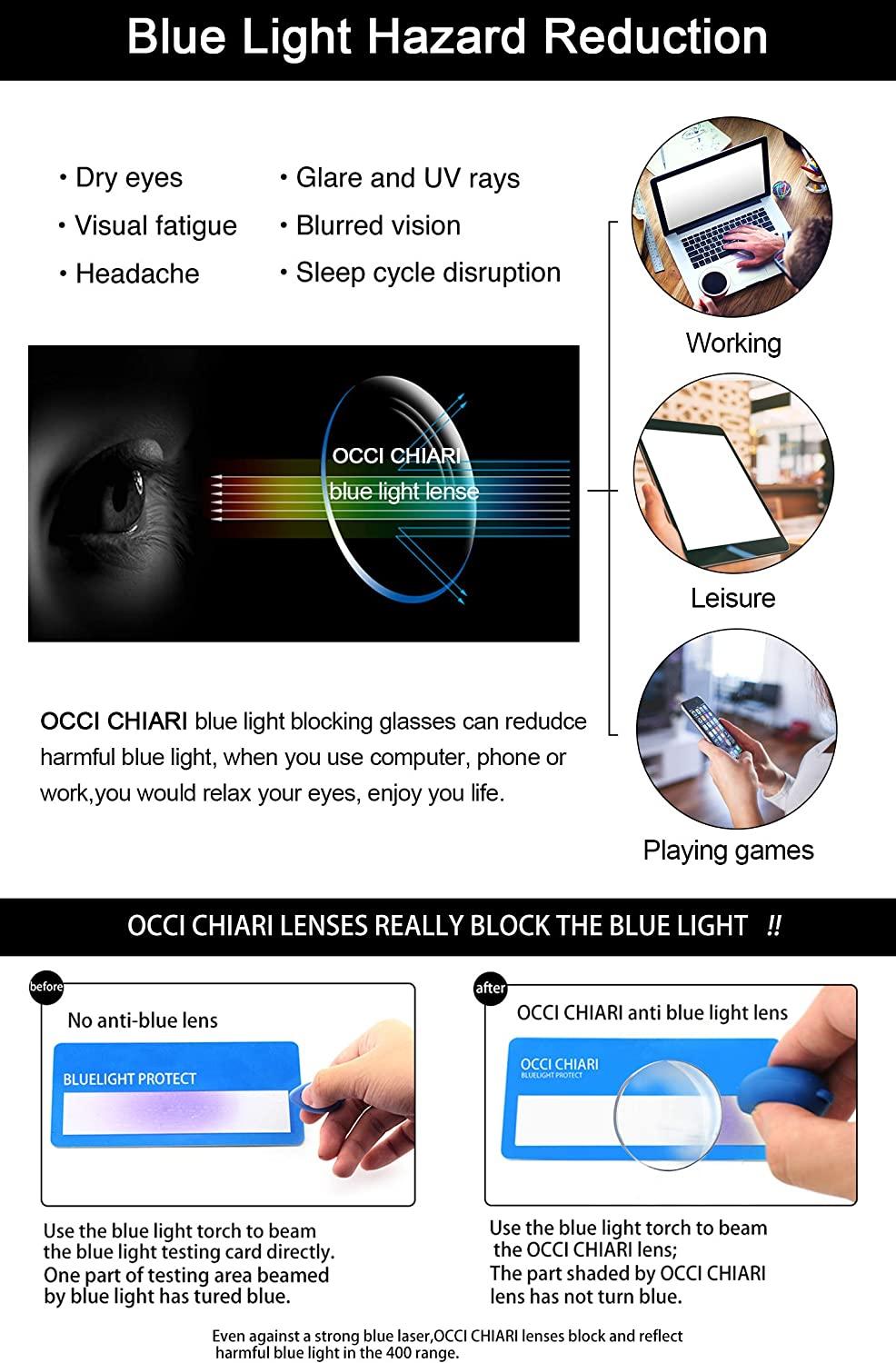 Blue Light Blocking Eyeglasses Frame Computer Glasses Optical Clear Eyewear - Occichiari