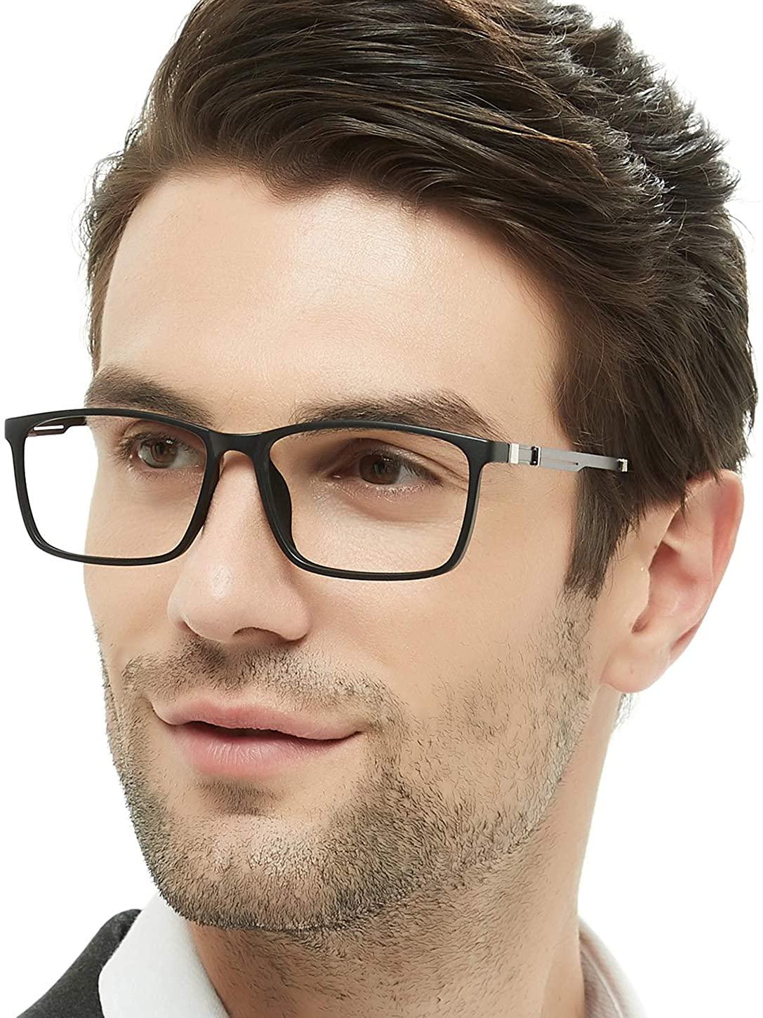 Men's Eyewear Frames Large Rectangular Eyeglasses Fashion Clear Glasses - Occichiari