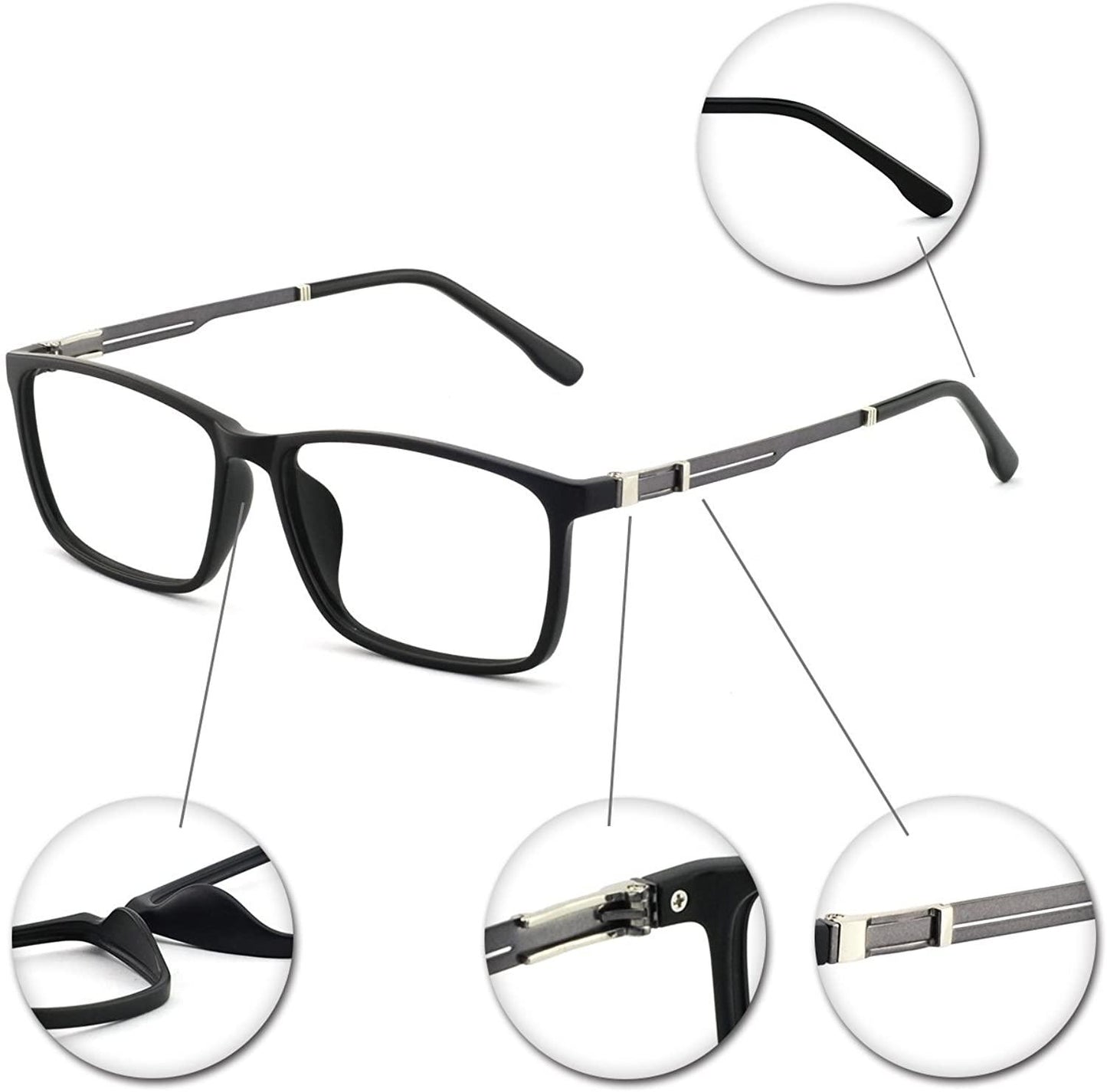 Men's Eyewear Frames Large Rectangular Eyeglasses Fashion Clear Glasses - Occichiari