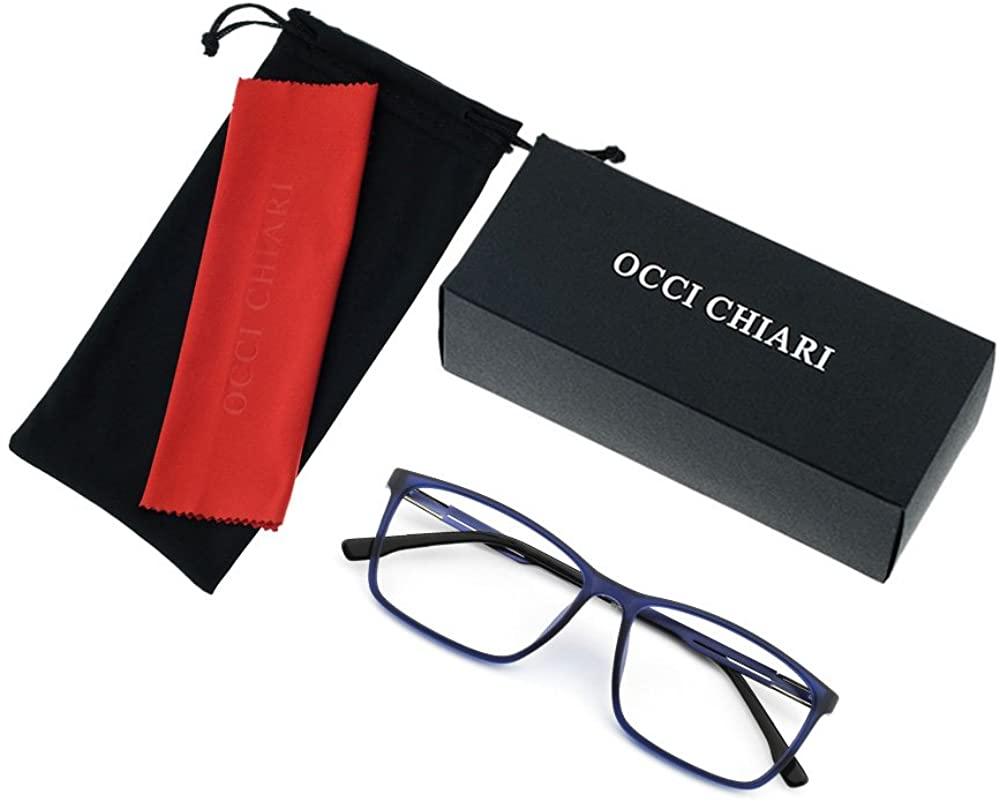 Men's Eyewear Frames Large Rectangular Eyeglasses Fashion Clear Glasses - Occichiari