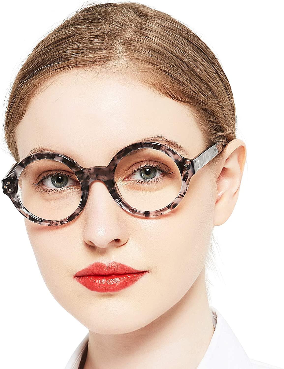 Blue Light Reading Glasses Sturdy Readers for Women nerd Round Frame - Occichiari