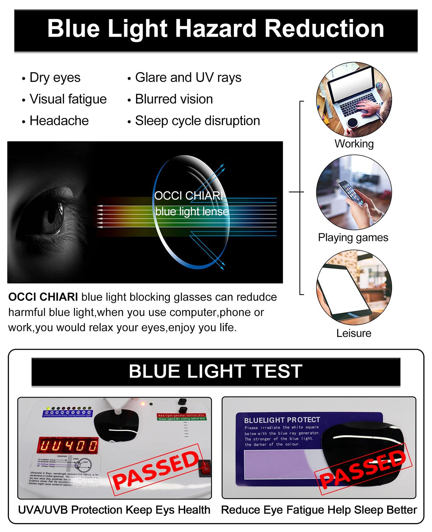 OCCI CHIARI Sun Reading Glasses for Women Large Sun Readers Blue Light Filter