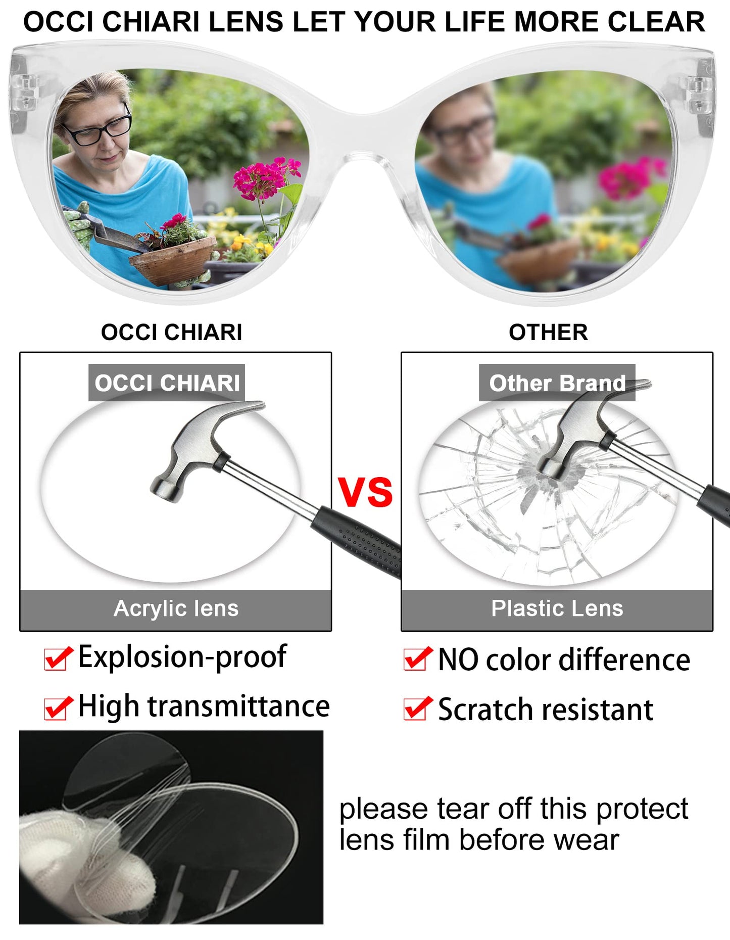 OCCI CHIARI Women's Stylish Reading Glasses Oversized Readers For Women OC5188