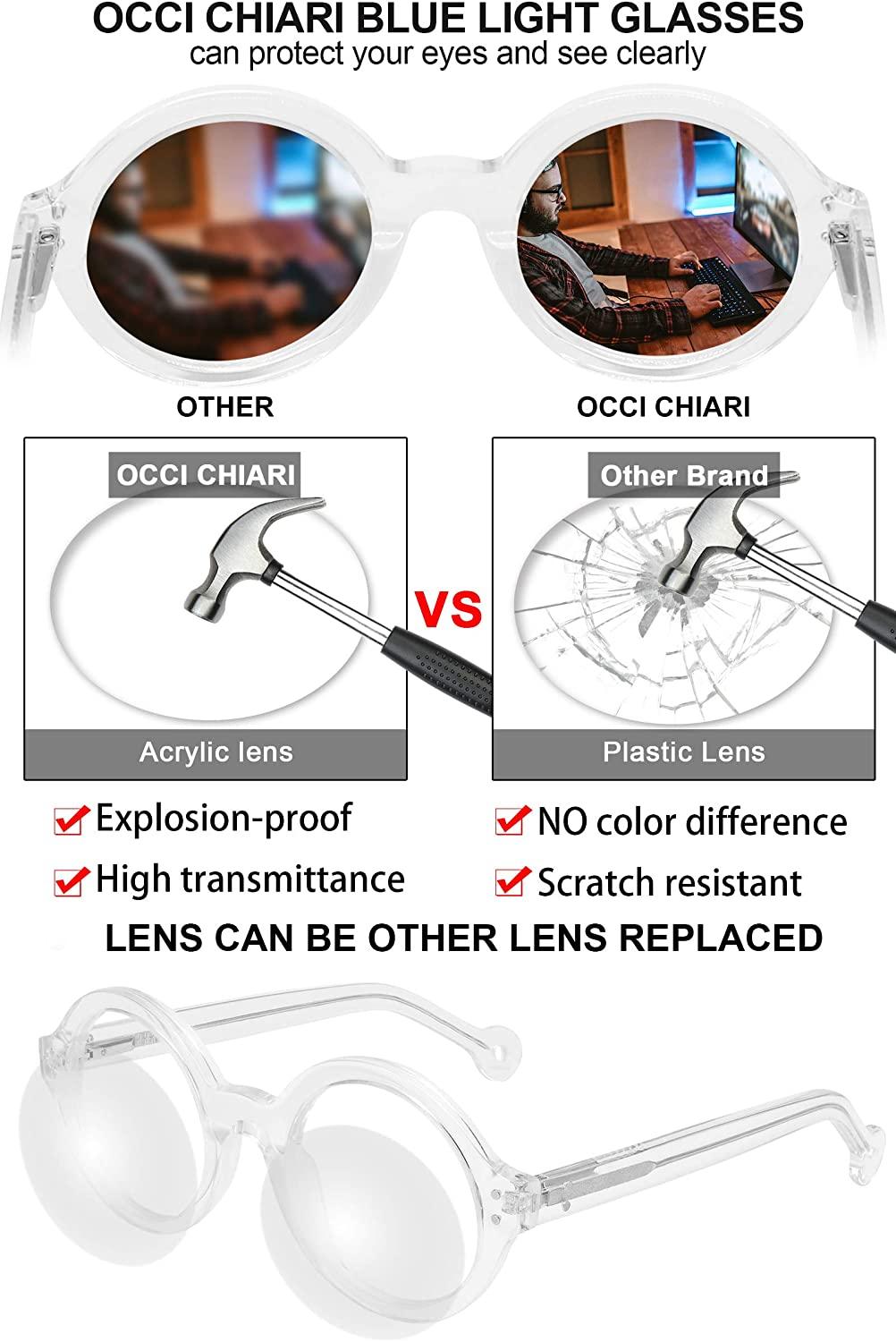 Blue Light Reading Glasses Sturdy Readers for Women nerd Round Frame - Occichiari